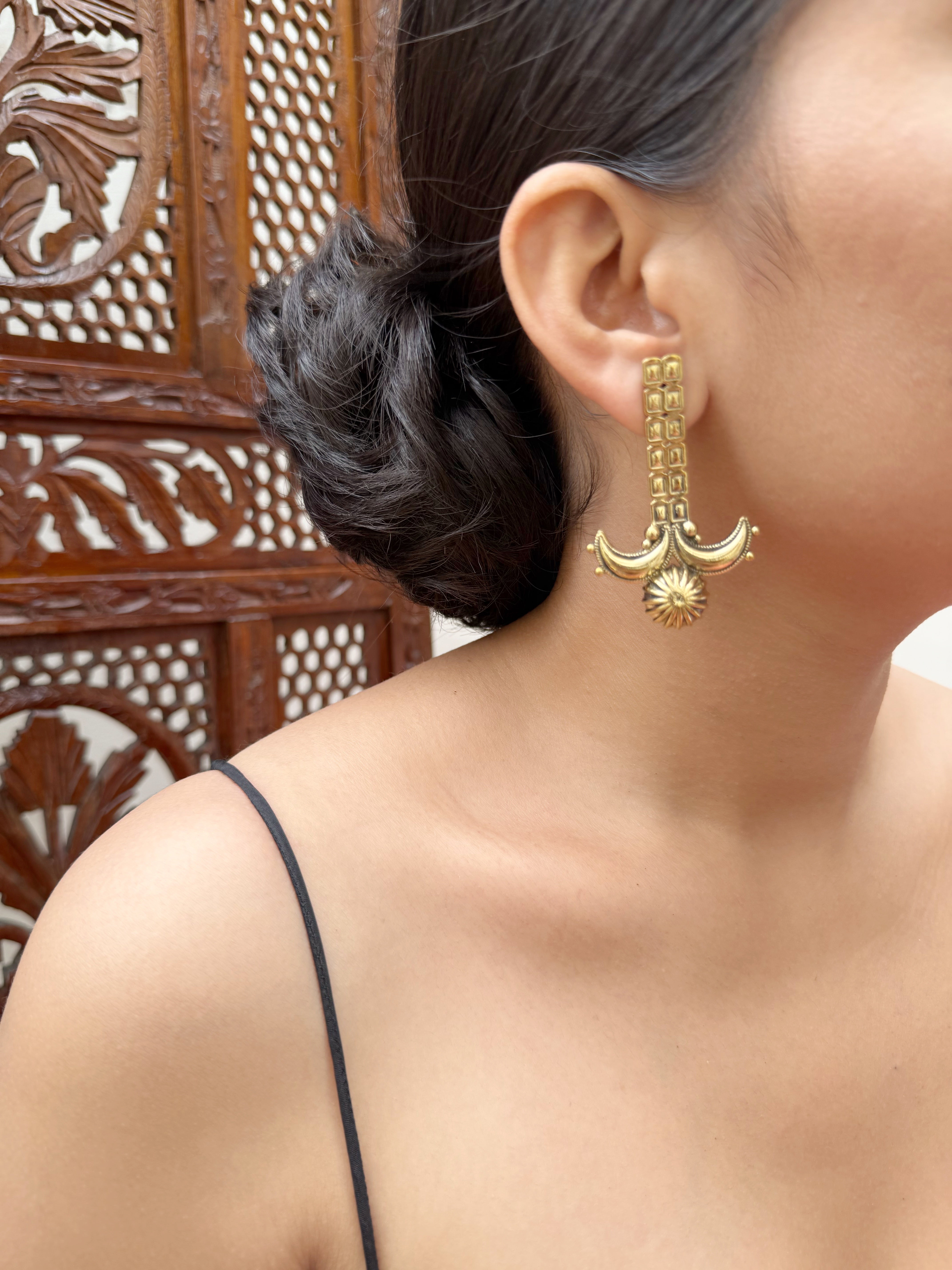 Sona Moon Anchor Earrings