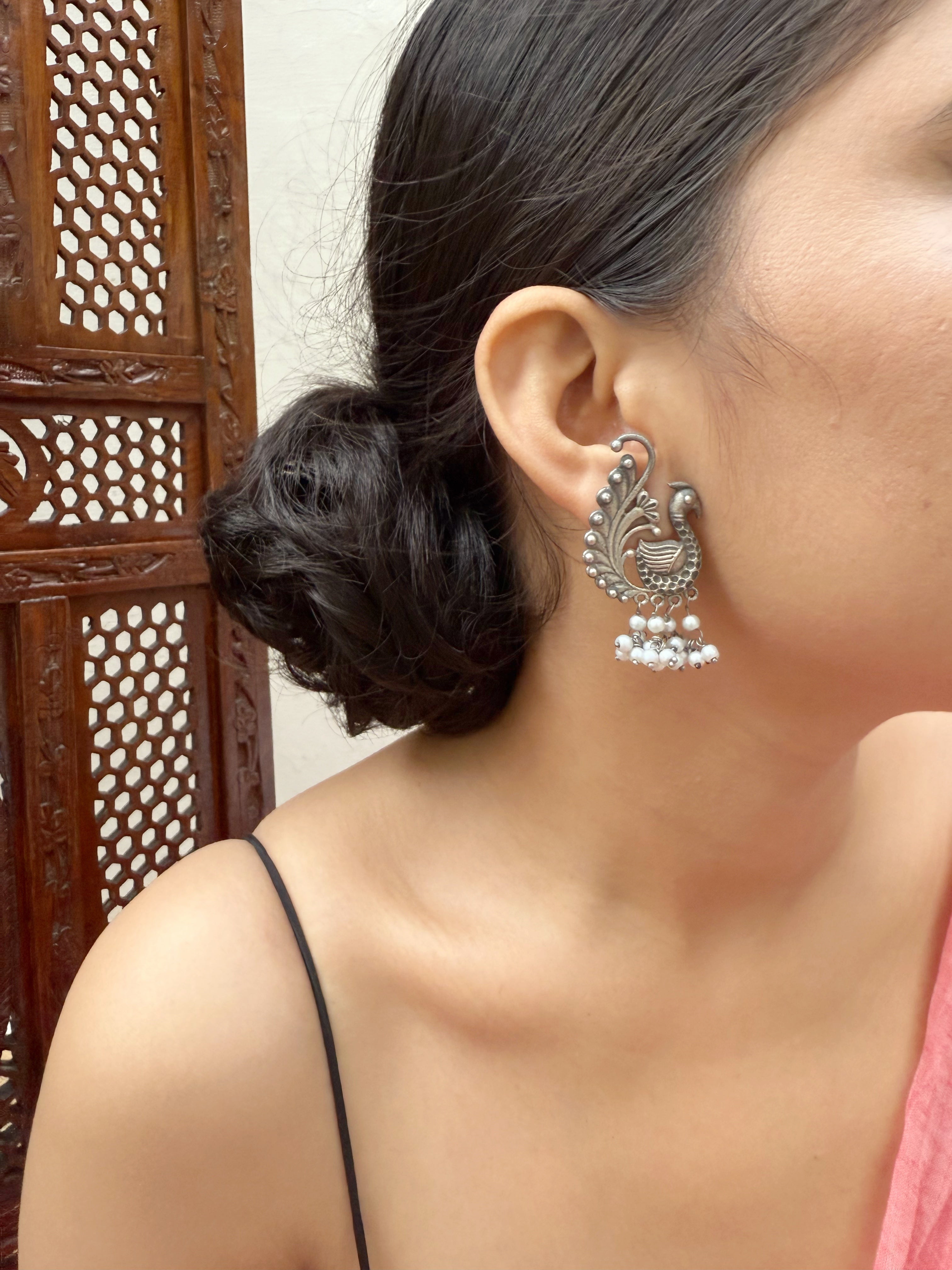 Peacock Moti Earrings