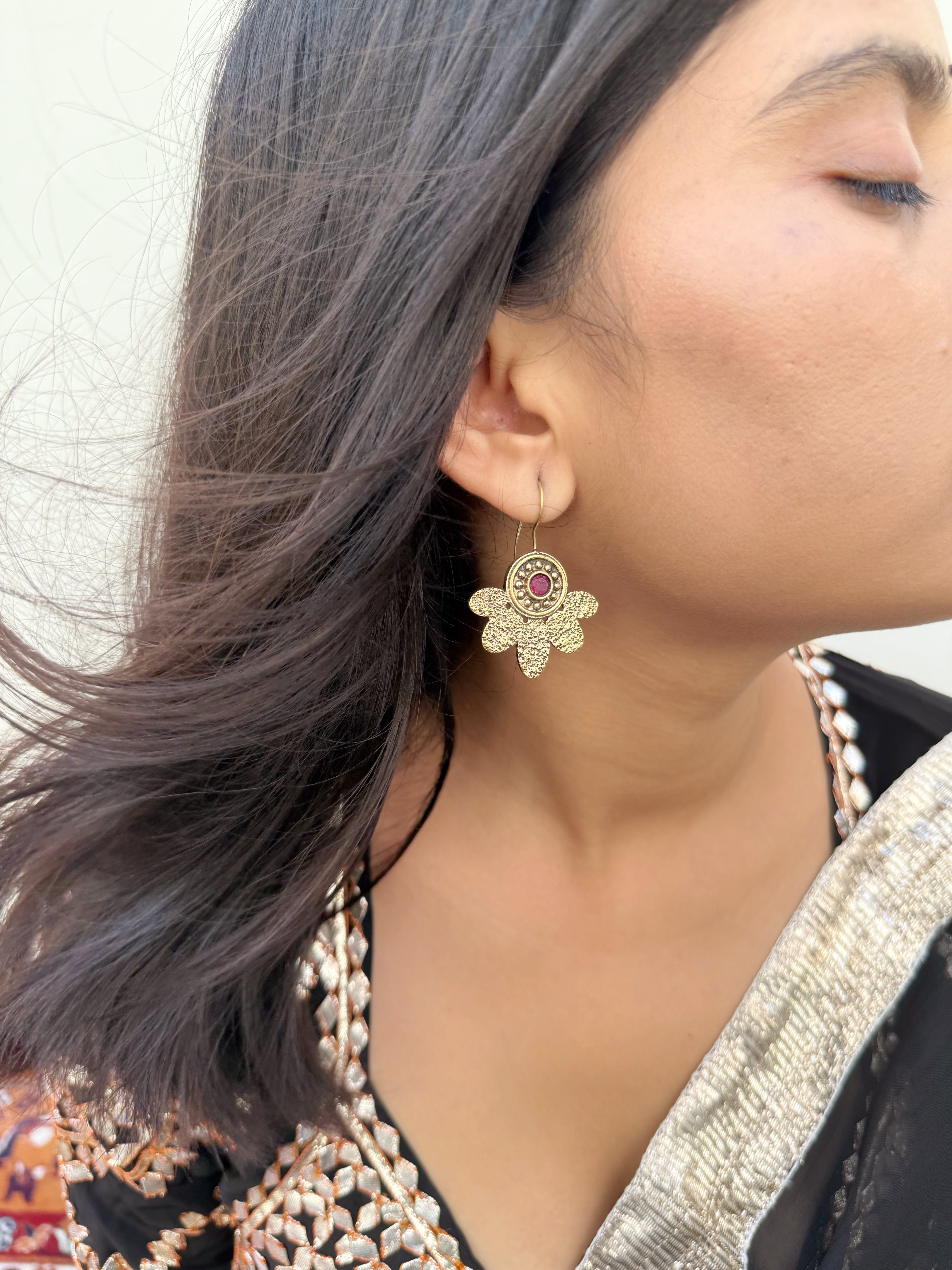 Sona Drop Leaf Hook Earrings