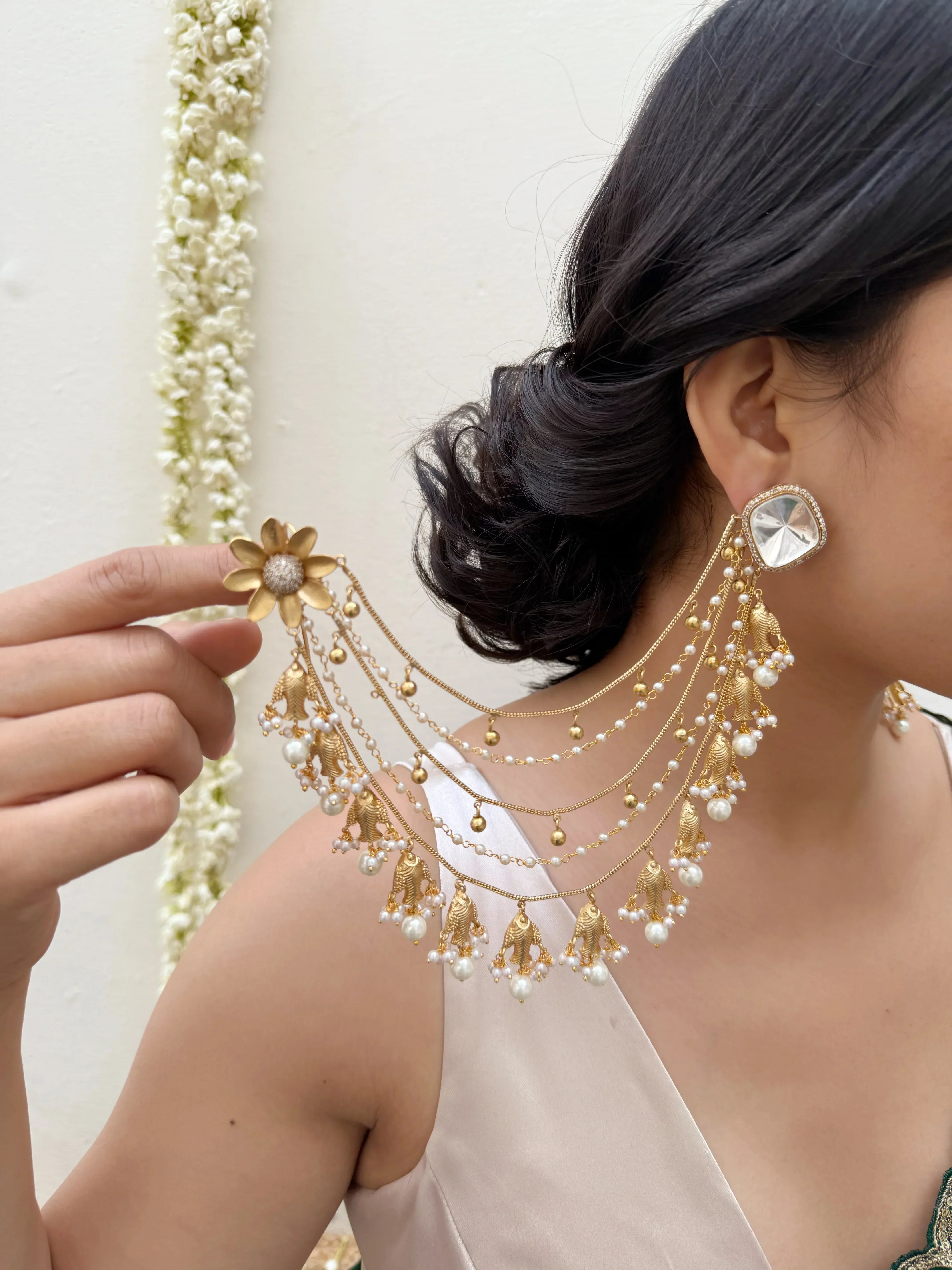 Noorè Mughal Studs With Kaanchain - Jhaanjhariya