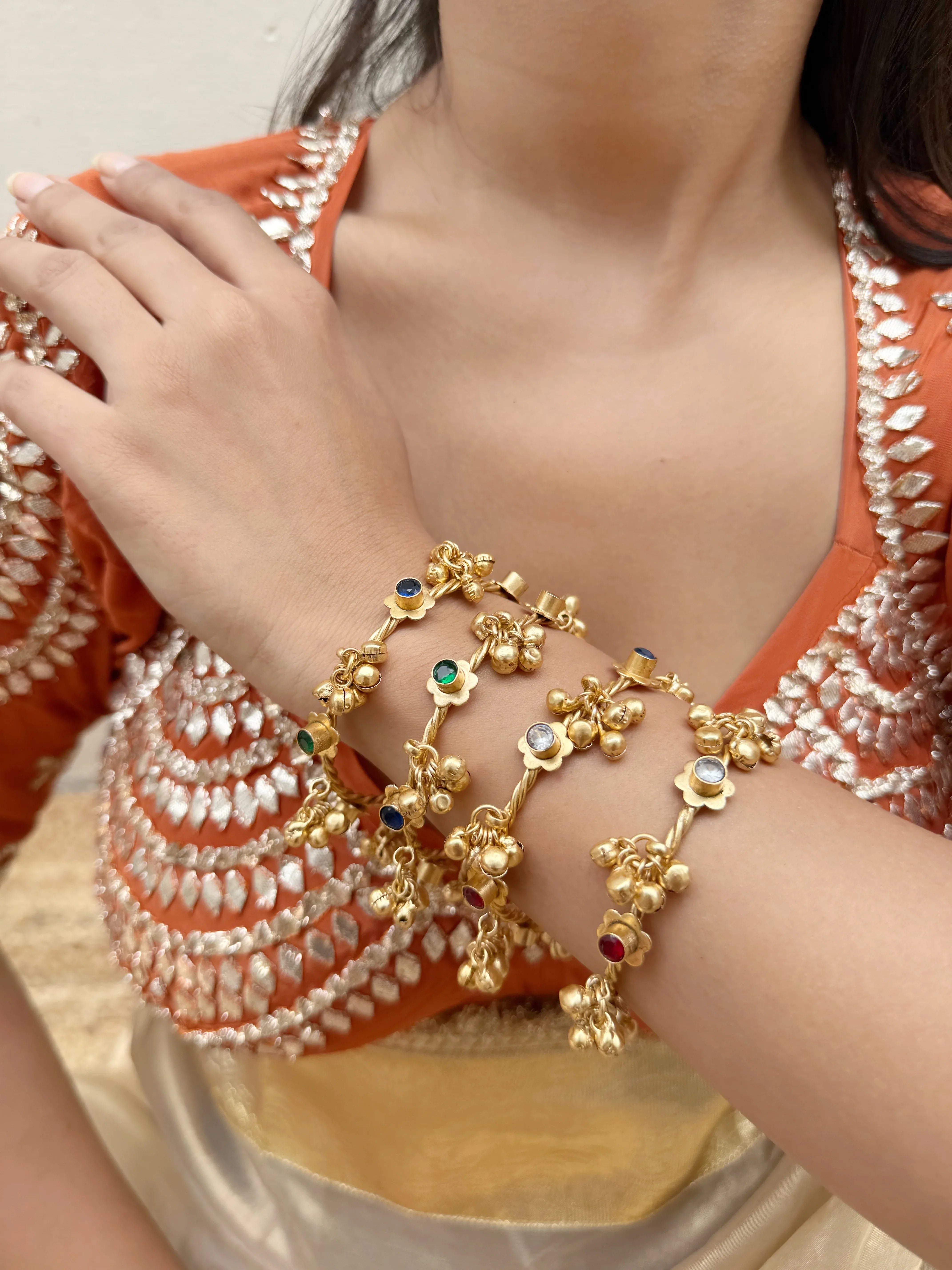 Multi colored Chan Chan Ghunghroo Bangles ( set of 16 pieces ) - Jhaanjhariya