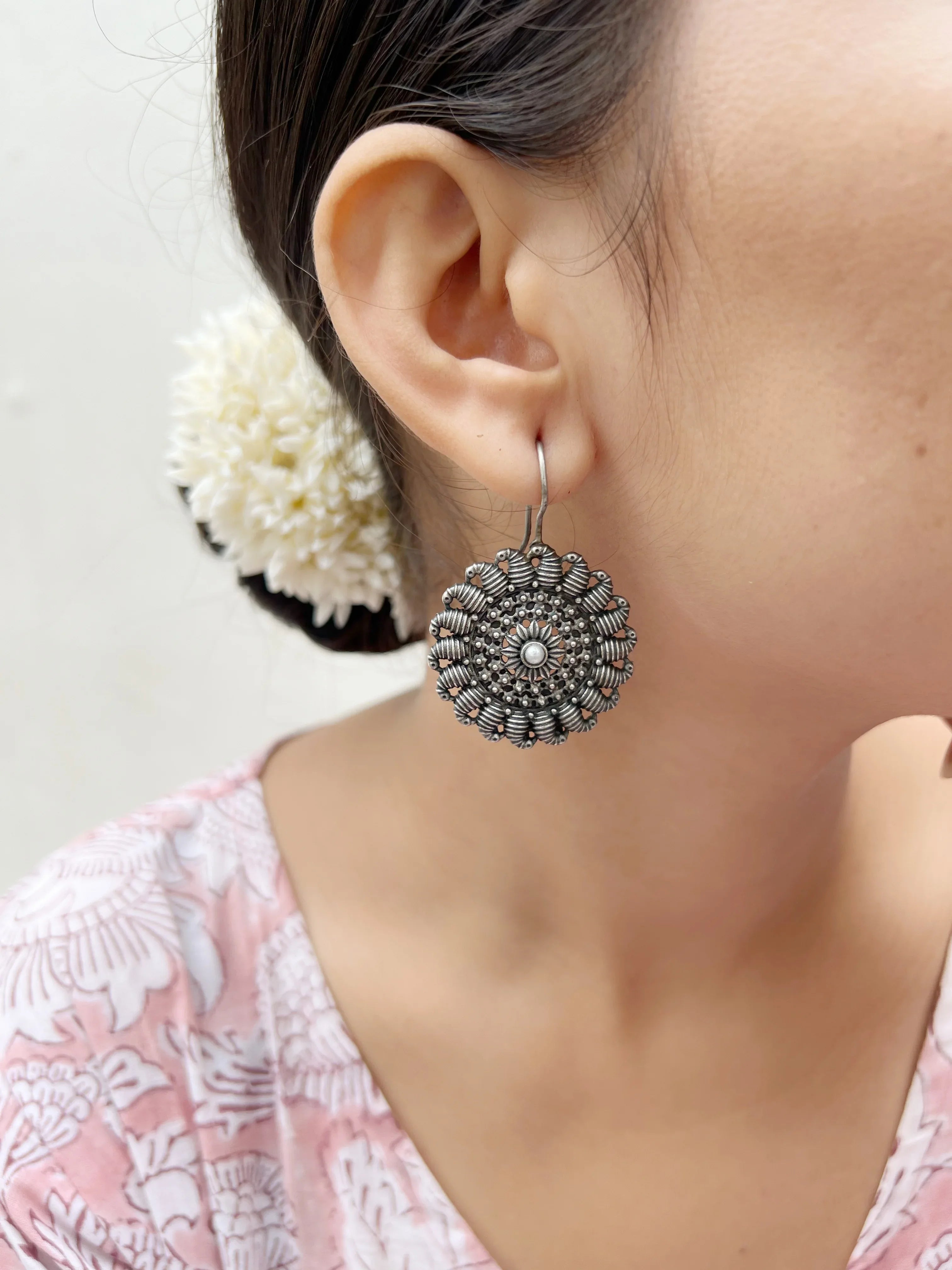 Paisley Spiral Hook Earrings - Jhaanjhariya