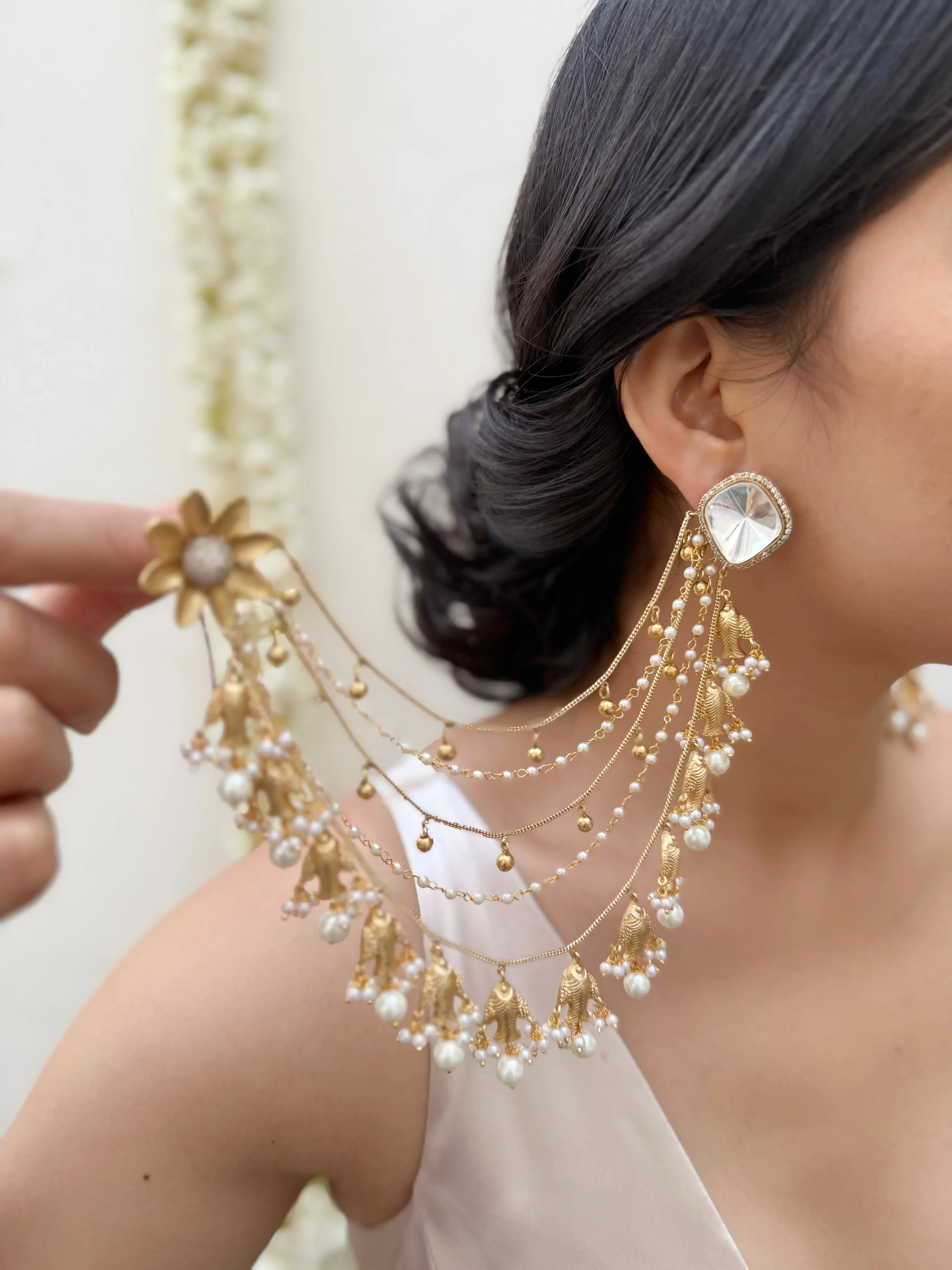 Noorè Mughal Studs With Kaanchain - Jhaanjhariya