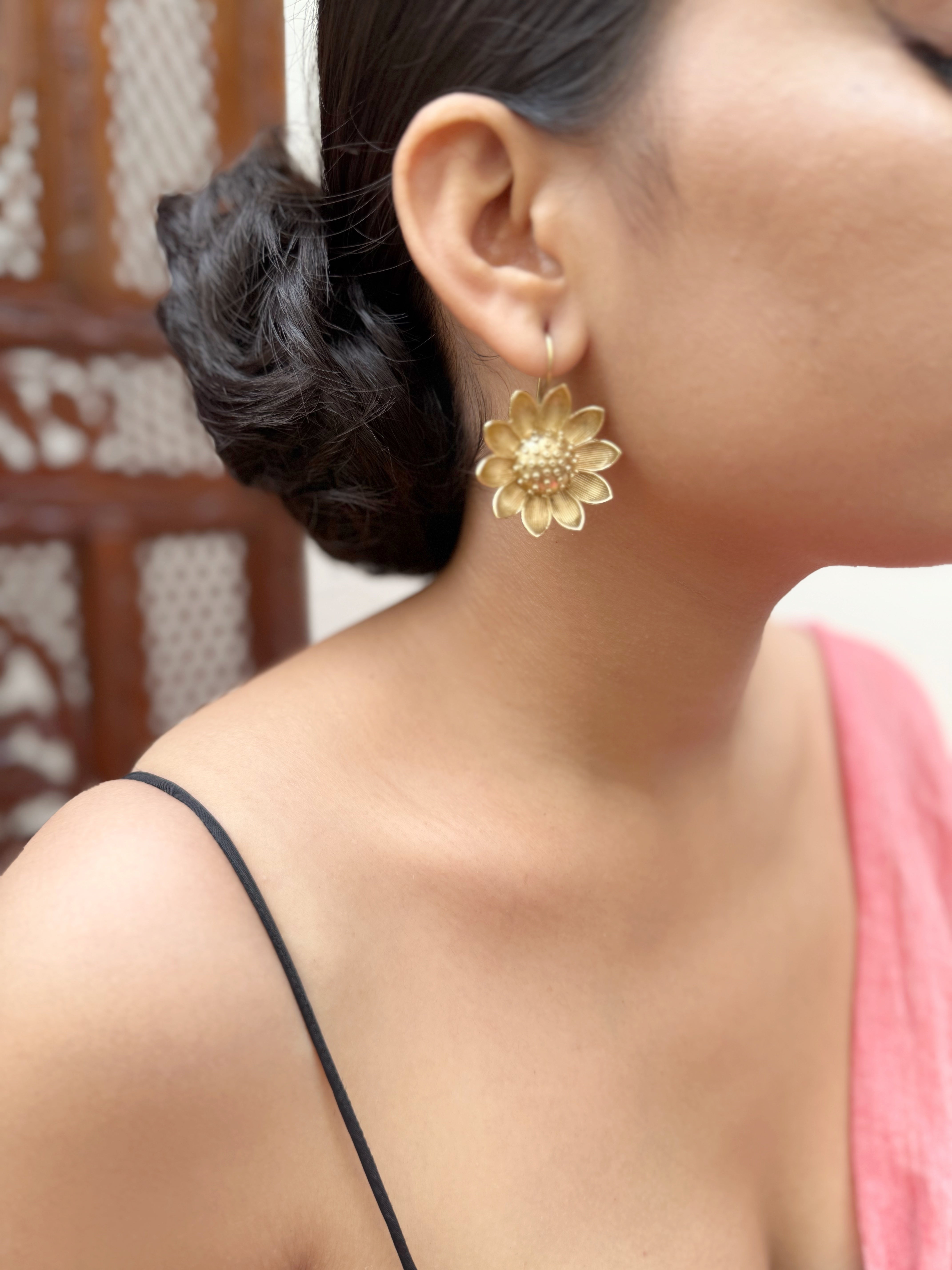 Sona Sunflower Hook Earring