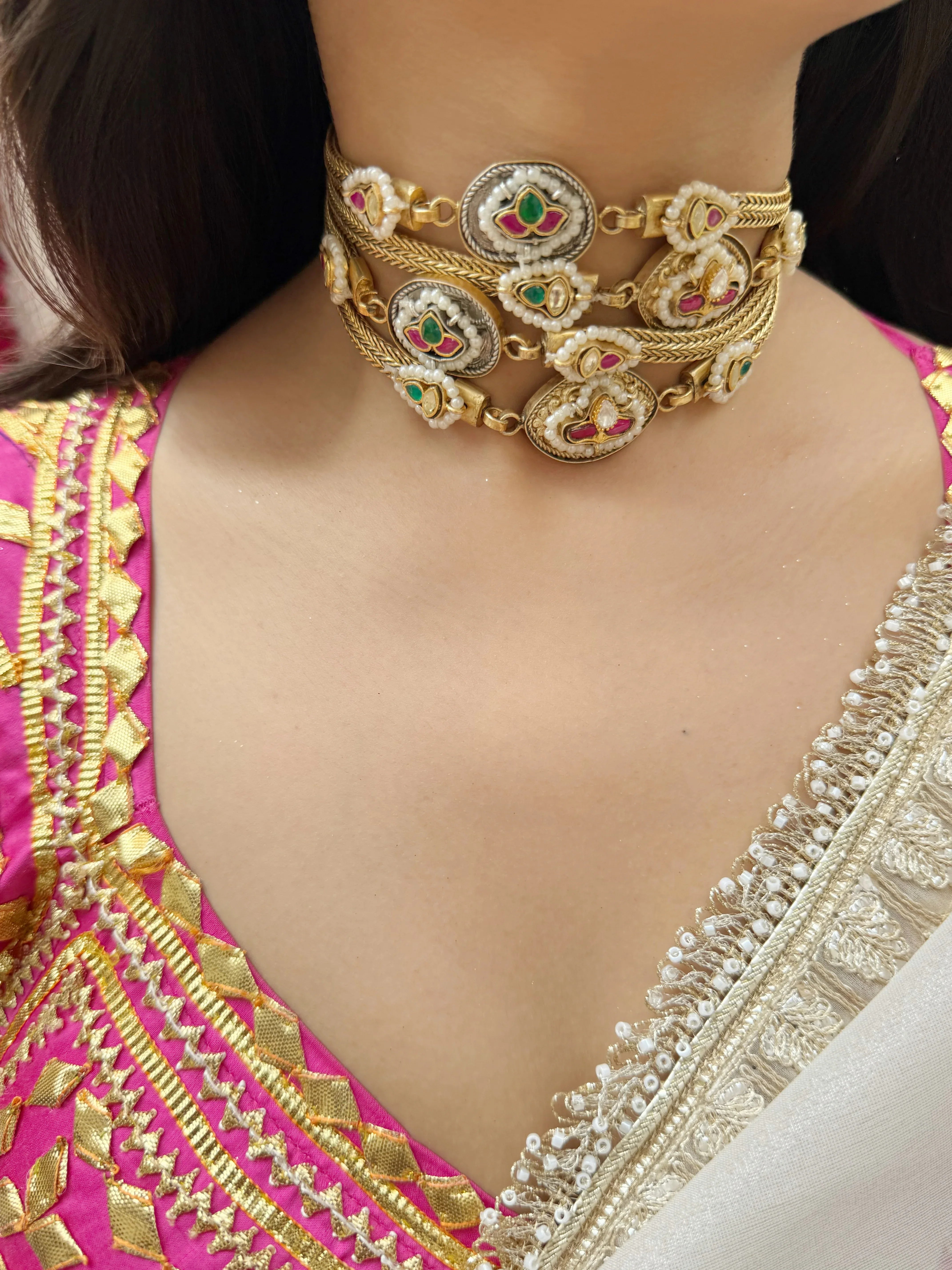 Ru-Ba-Ru Choker Set - Jhaanjhariya