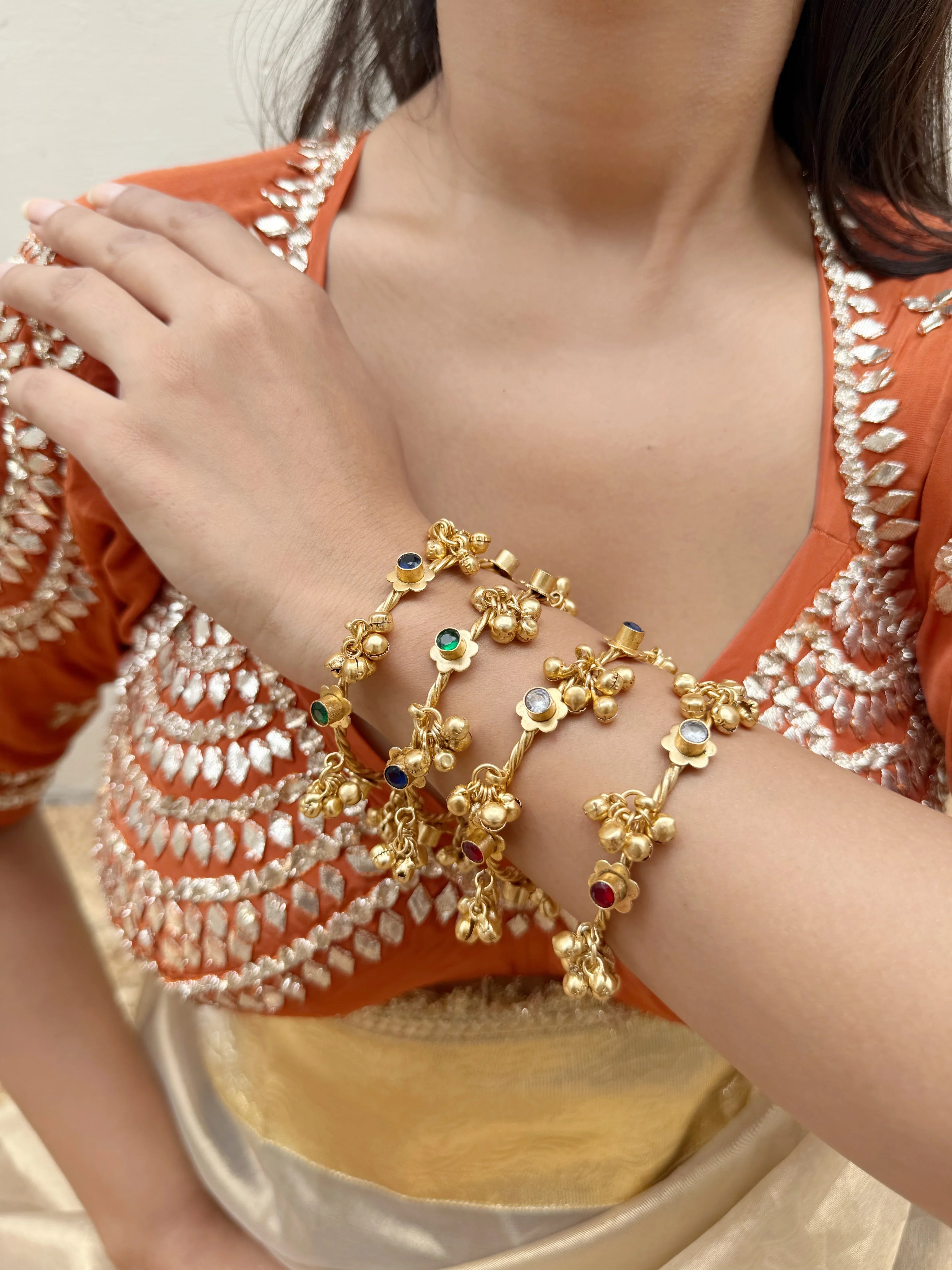 Multi colored Chan Chan Ghunghroo Bangles ( set of 16 pieces ) - Jhaanjhariya