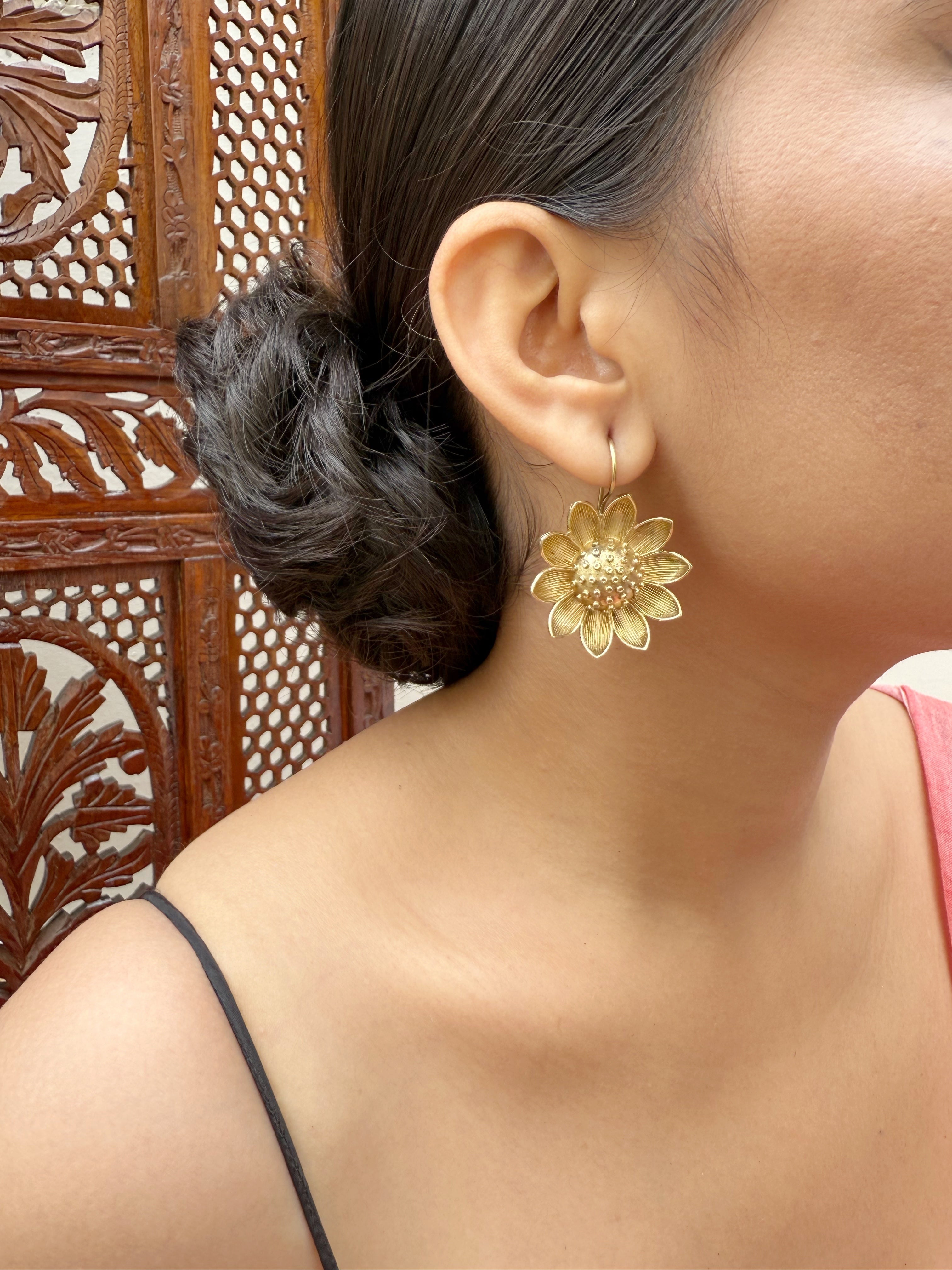 Sona Sunflower Hook Earring