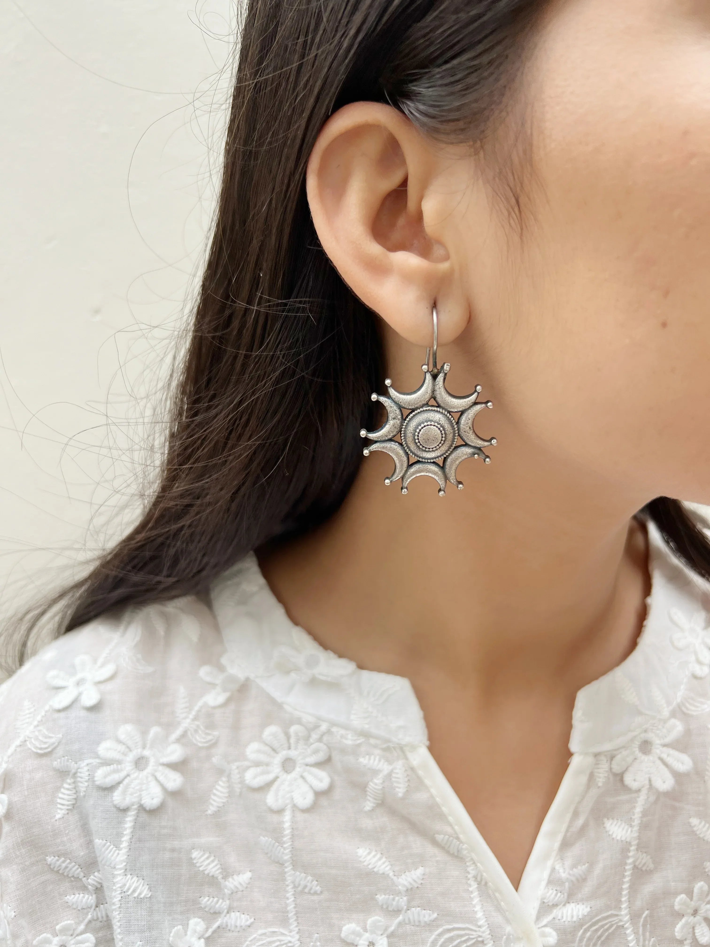 Adhya Moon Hook Earrings - Jhaanjhariya
