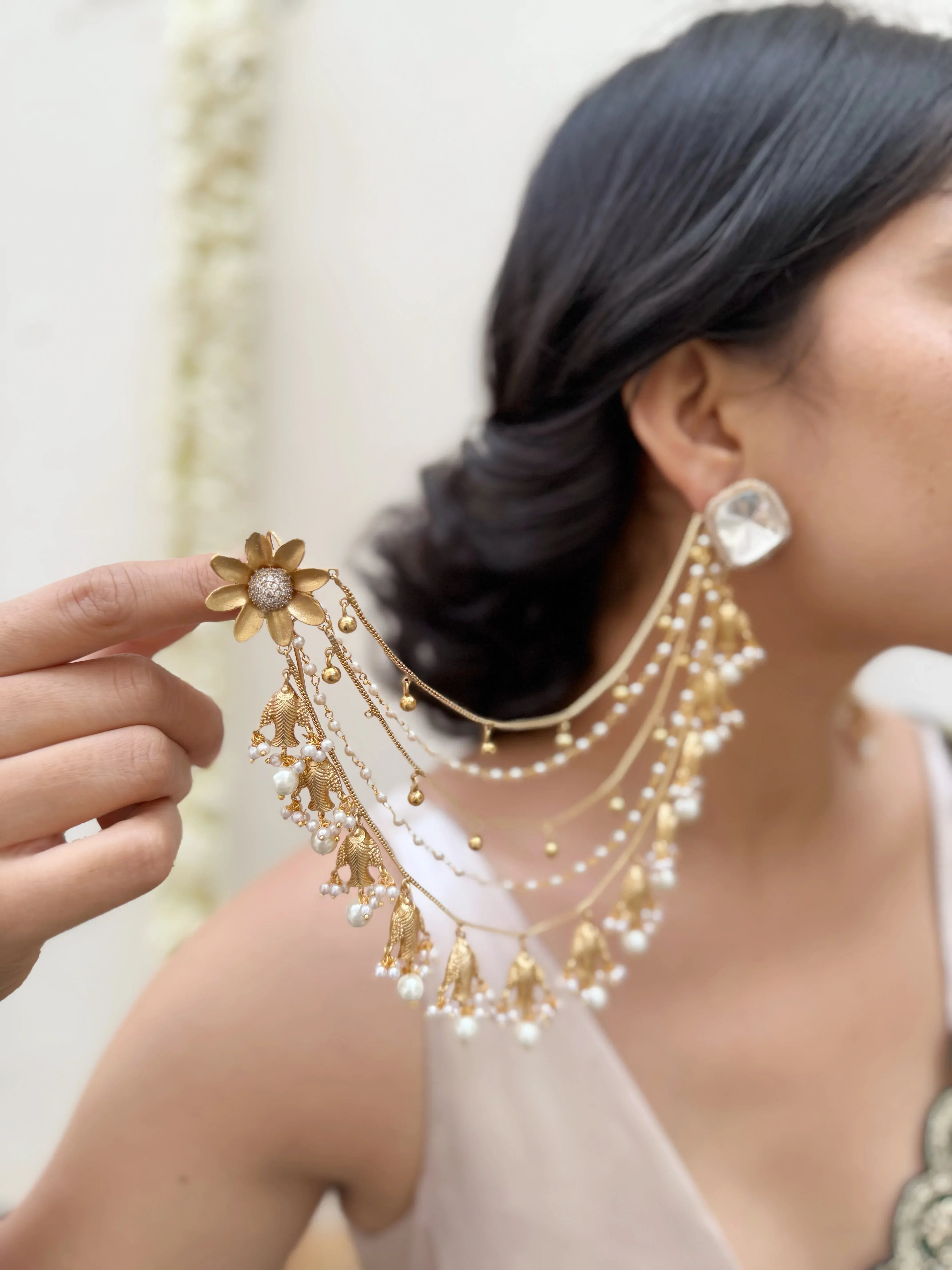 Noorè Mughal Studs With Kaanchain - Jhaanjhariya