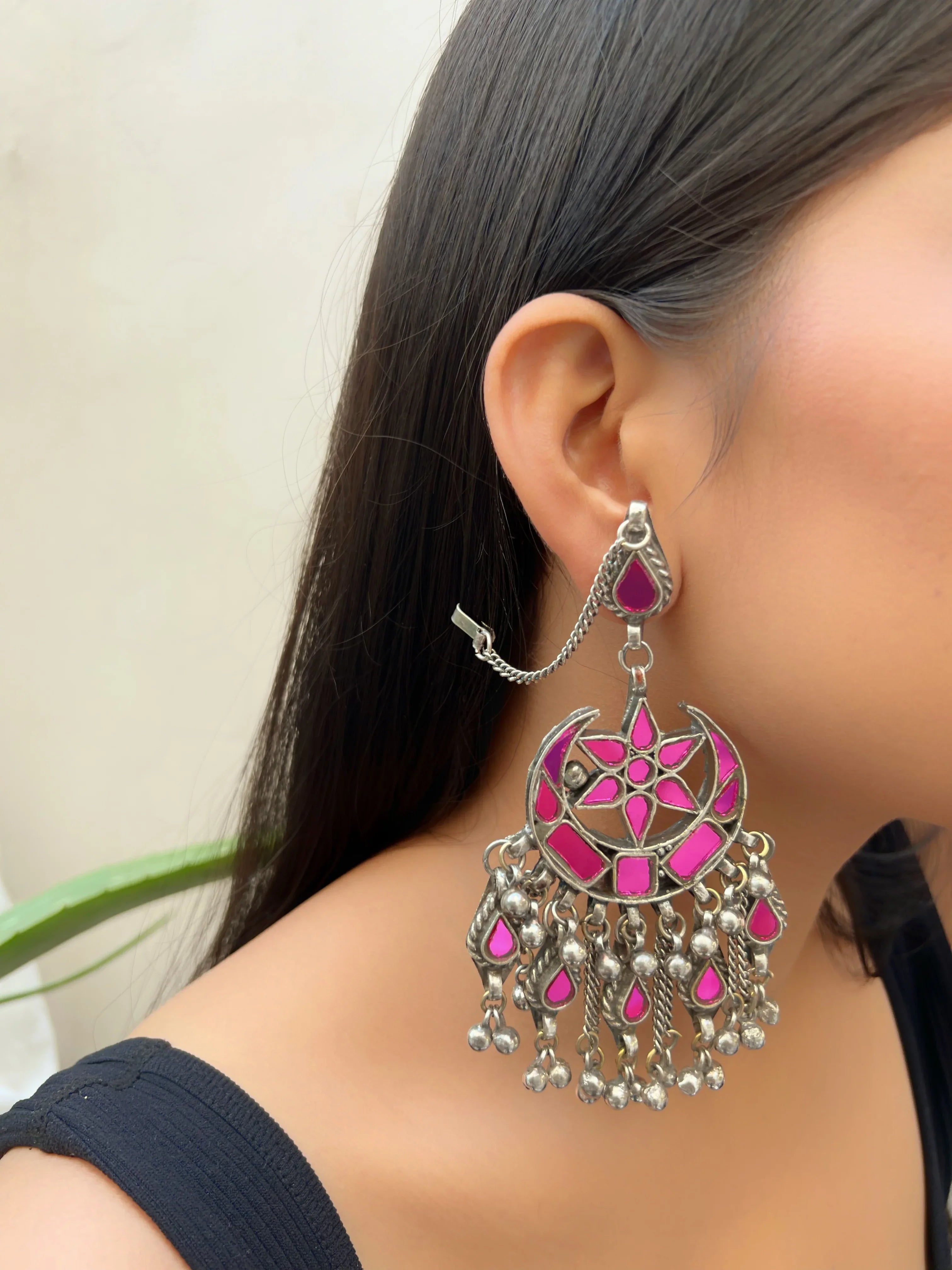 Silversheen Mirror Earring - Jhaanjhariya