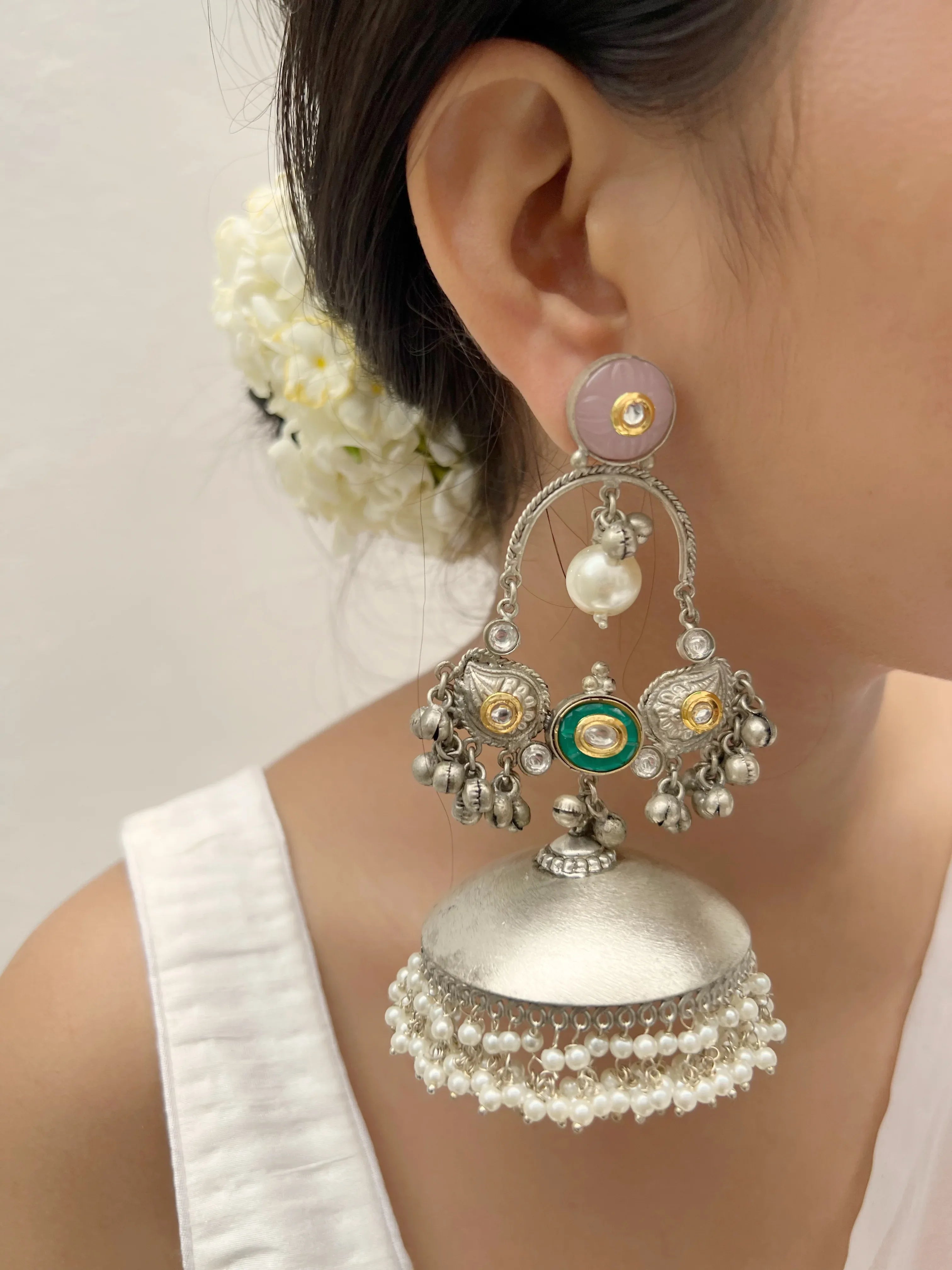 Aanya Silver Jhumka - Jhaanjhariya