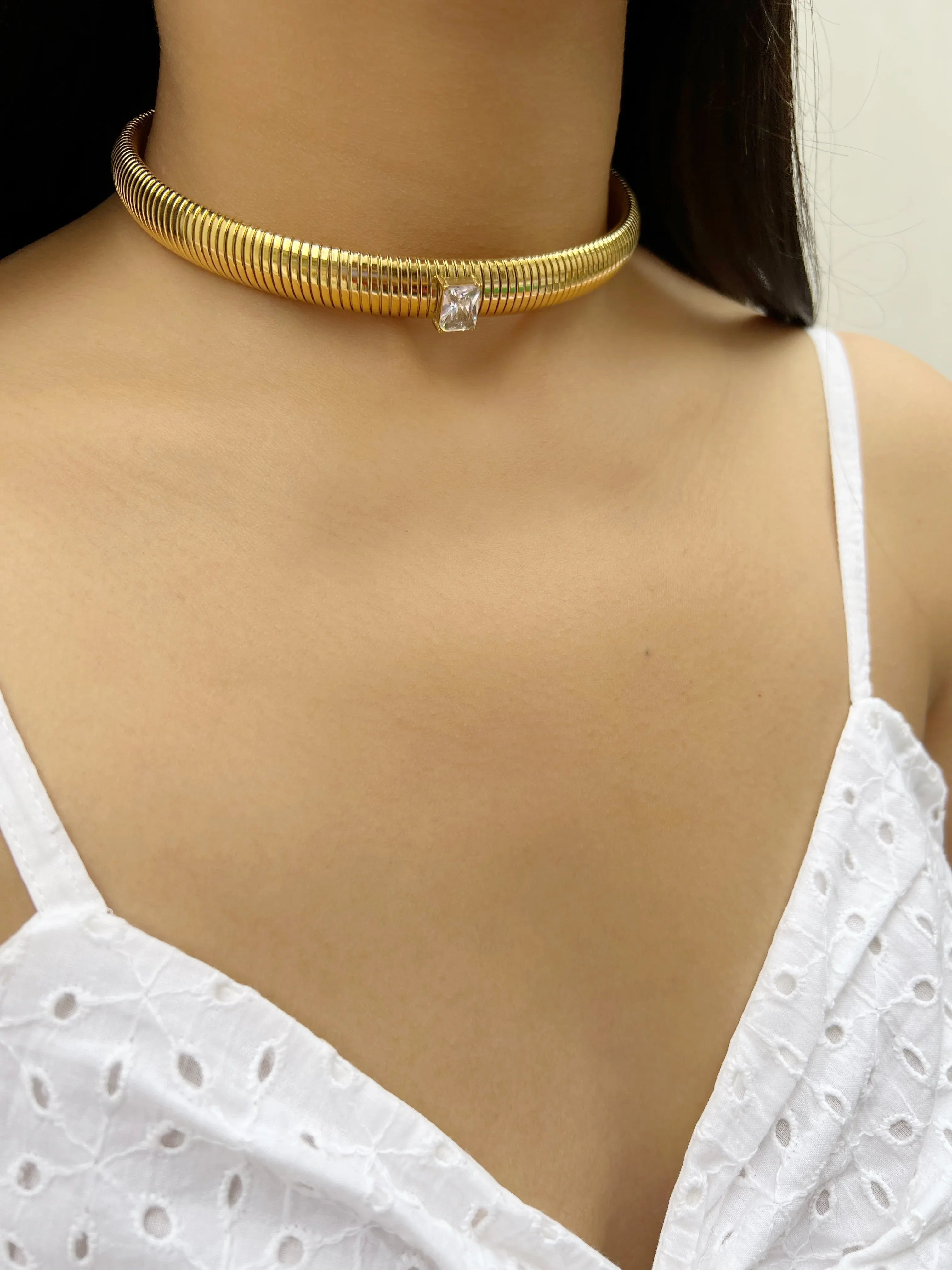 Adeen Stone Choker (Gold) - Jhaanjhariya