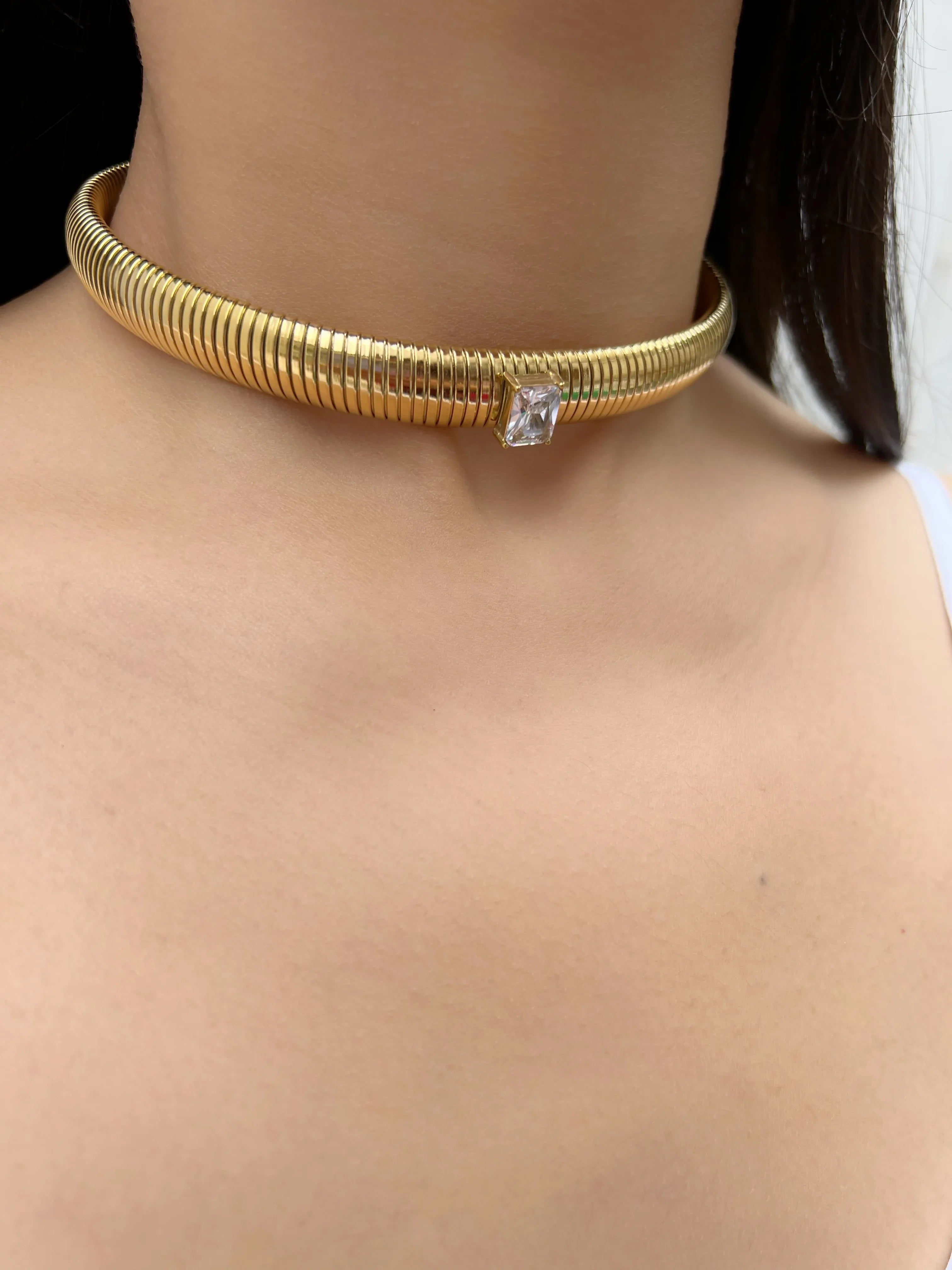 Adeen Stone Choker (Gold) - Jhaanjhariya