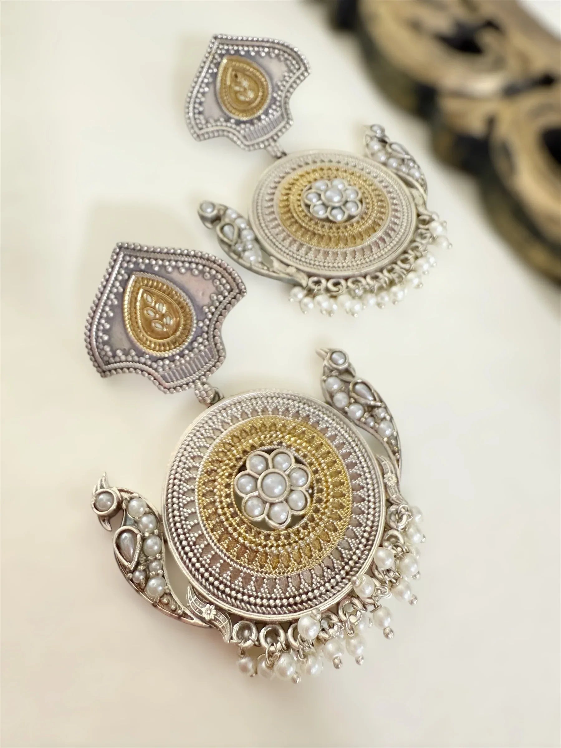 Banmala Duel Tone Danglers - Jhaanjhariya