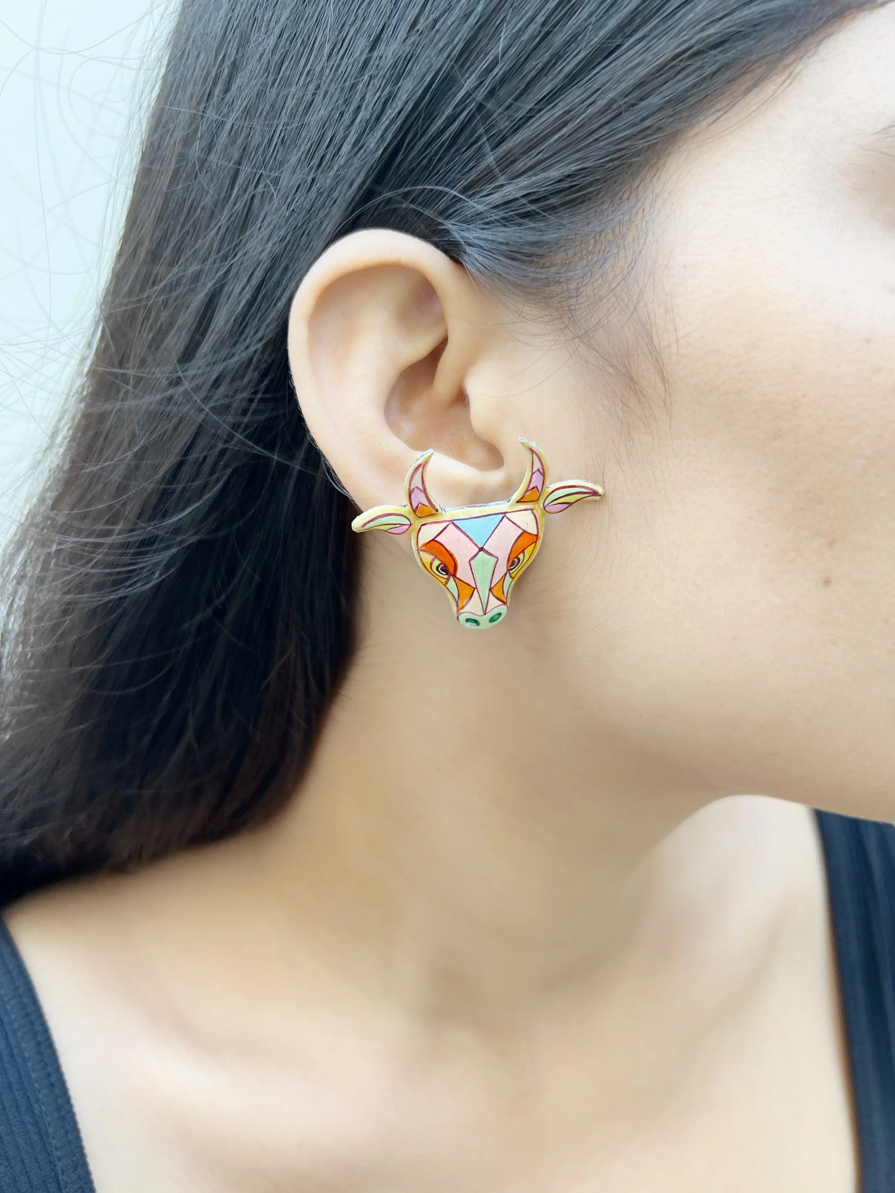 Meenakari Nandi Studs - Jhaanjhariya