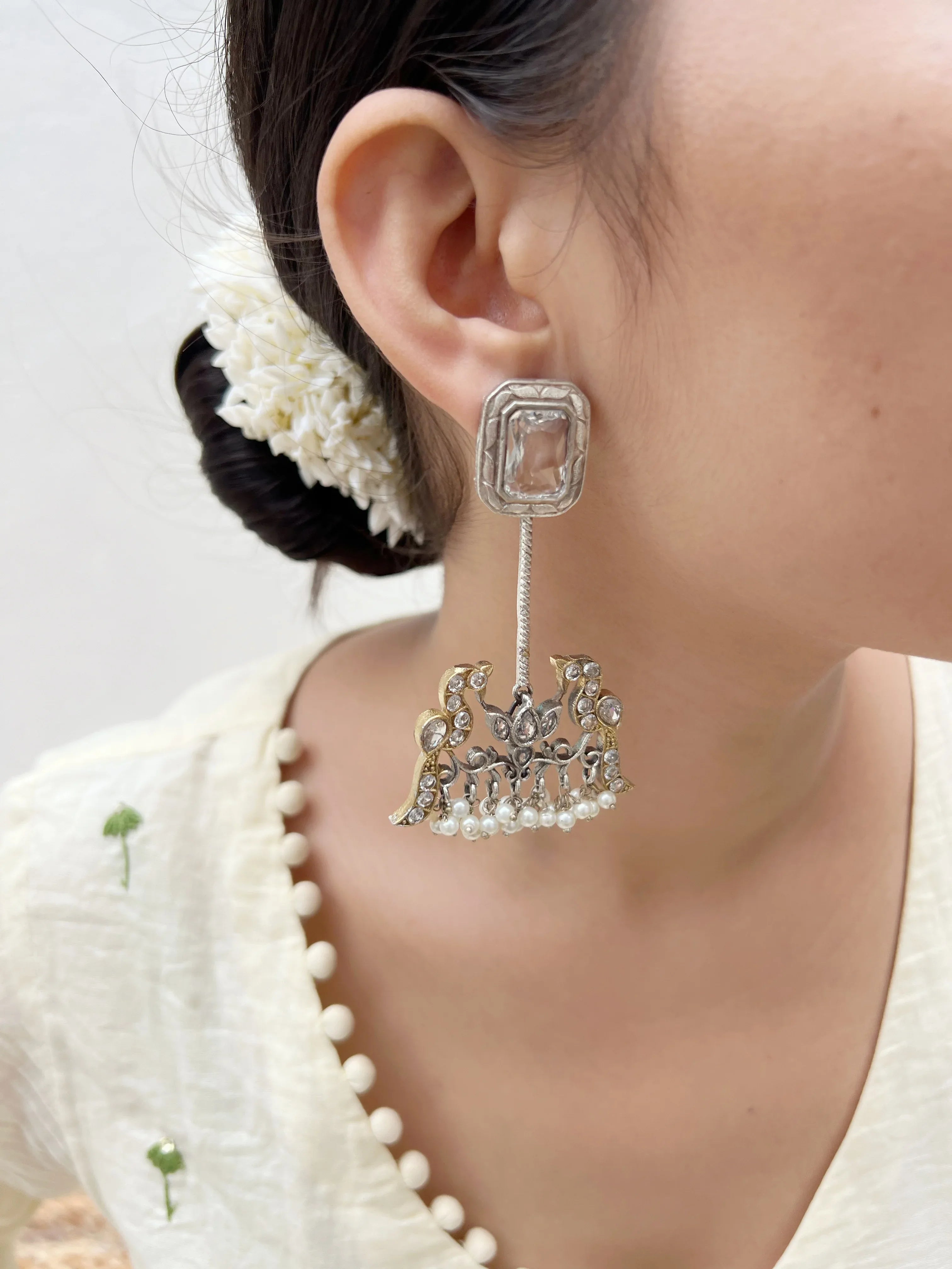 Chandi Mayur Danglers - Jhaanjhariya