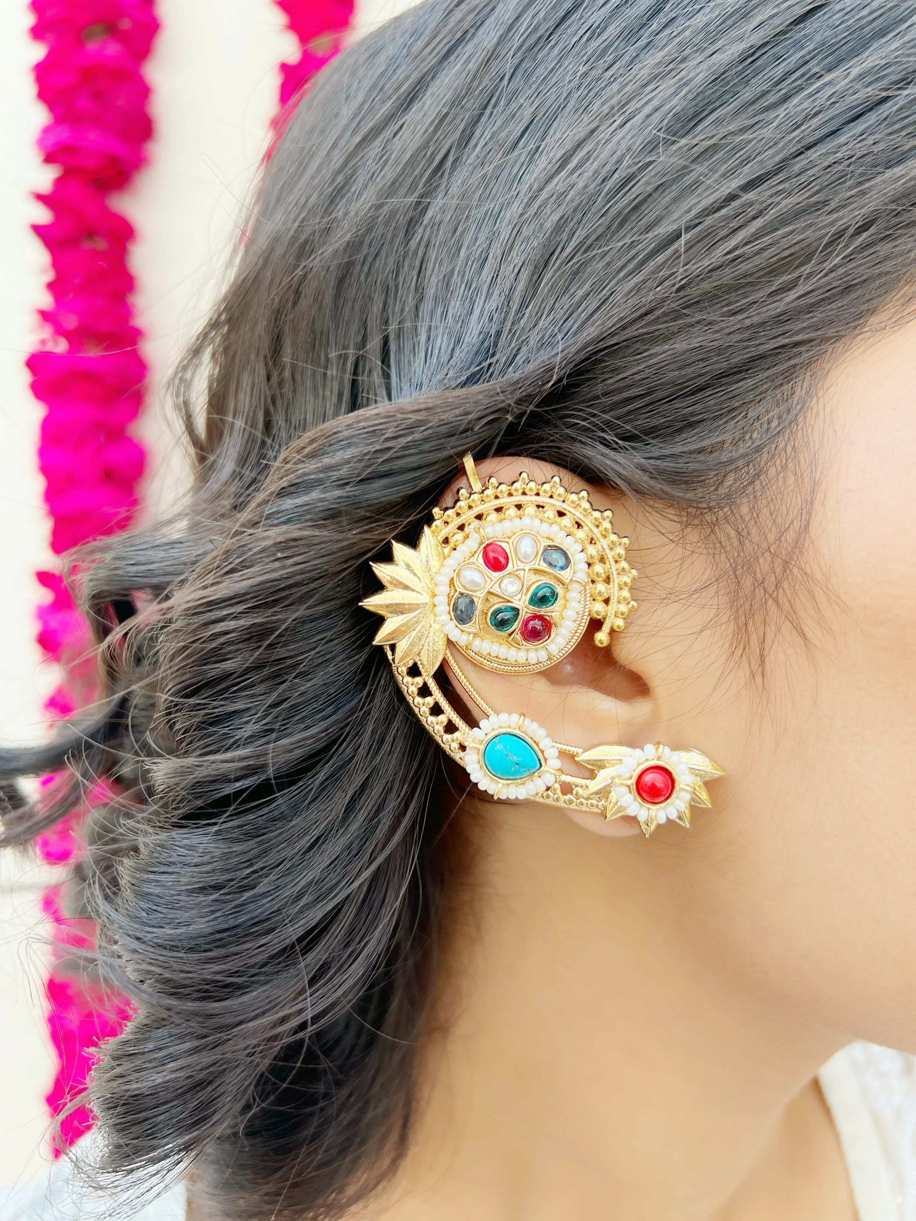 Moonveena Golden Earcuffs (SET OF TWO) - Jhaanjhariya