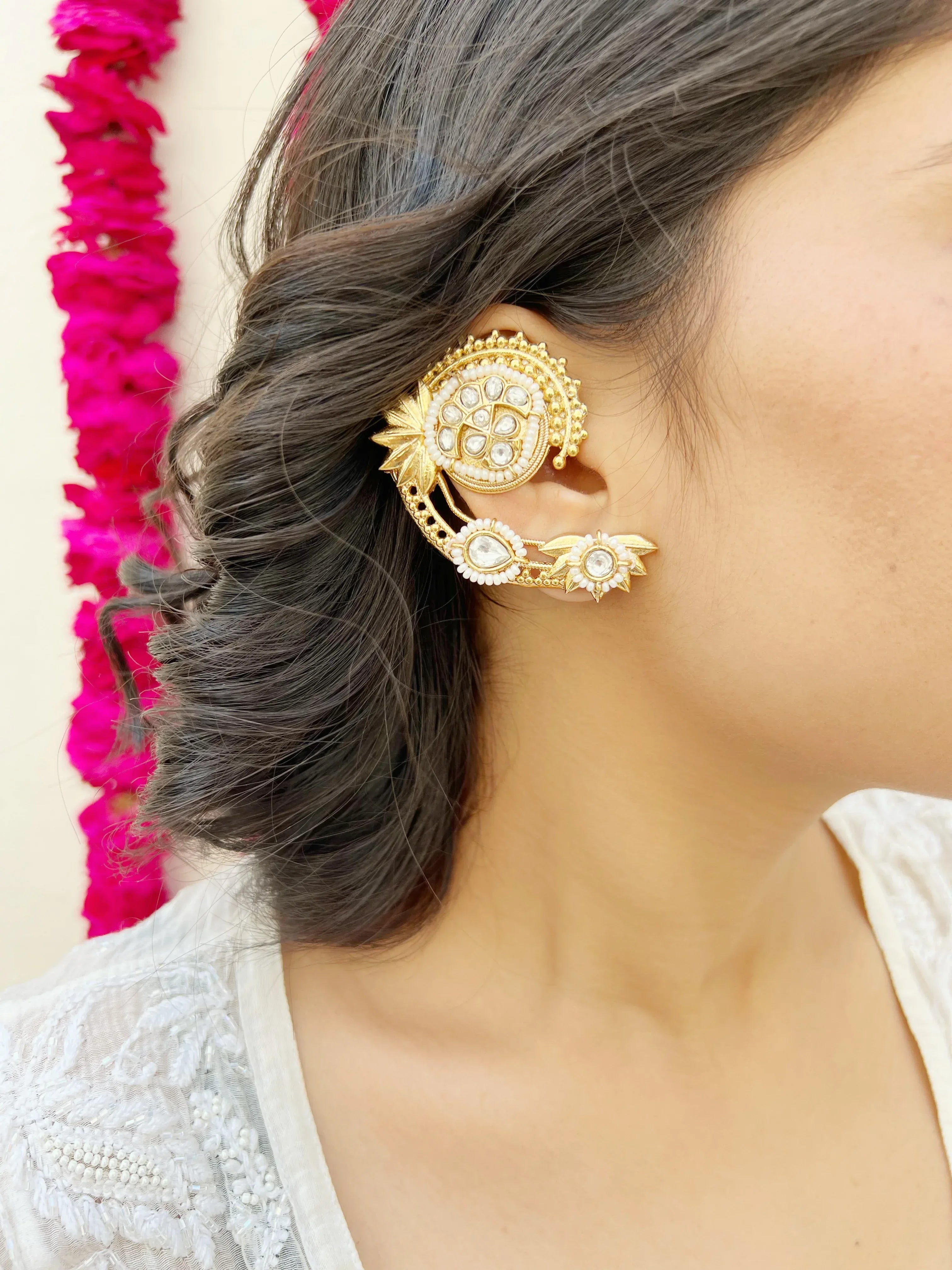 Moonveena Golden Earcuffs (SET OF TWO) - Jhaanjhariya