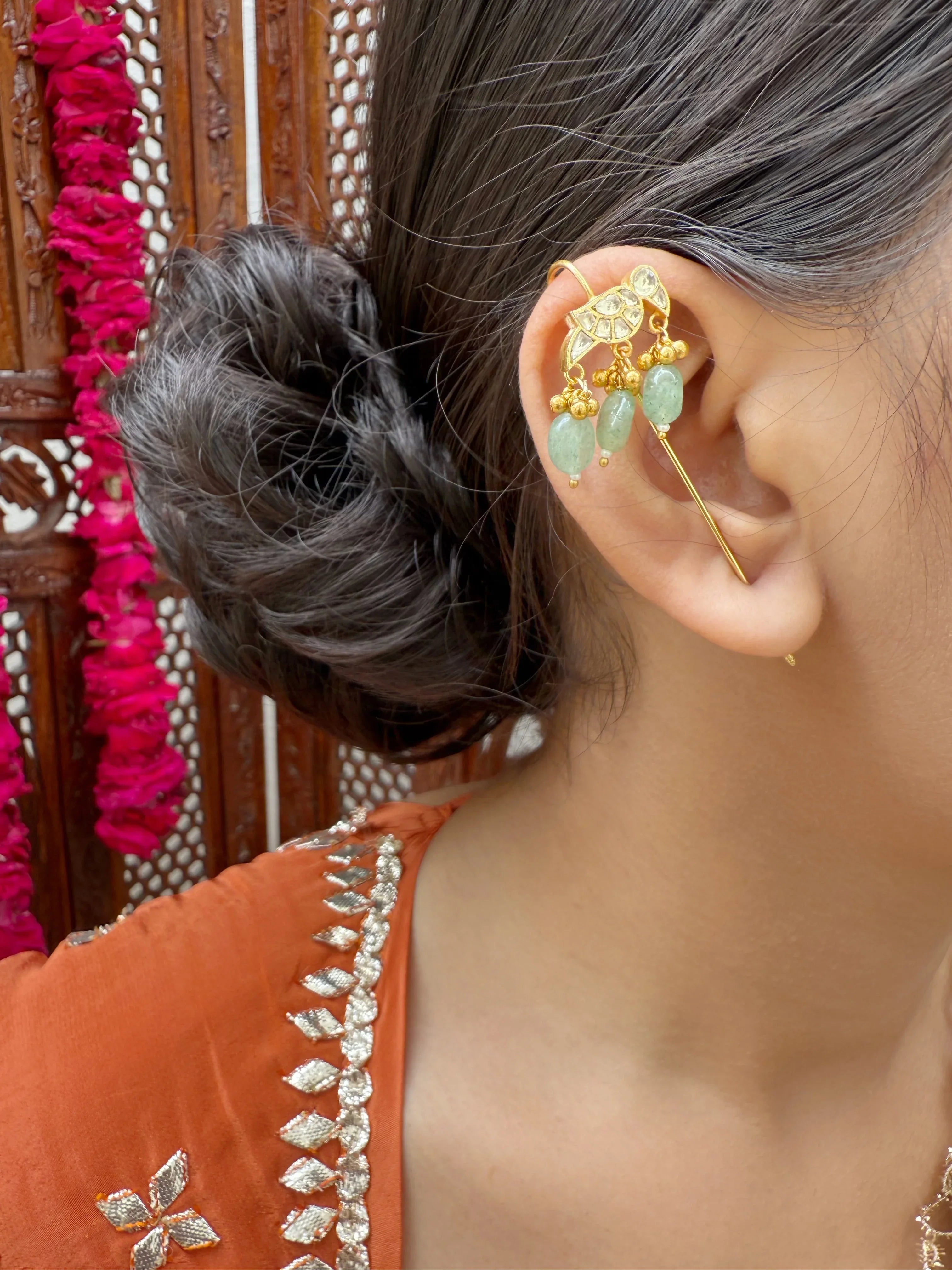 Radiant Ruby Needal Earring (SET OF TWO) - Jhaanjhariya