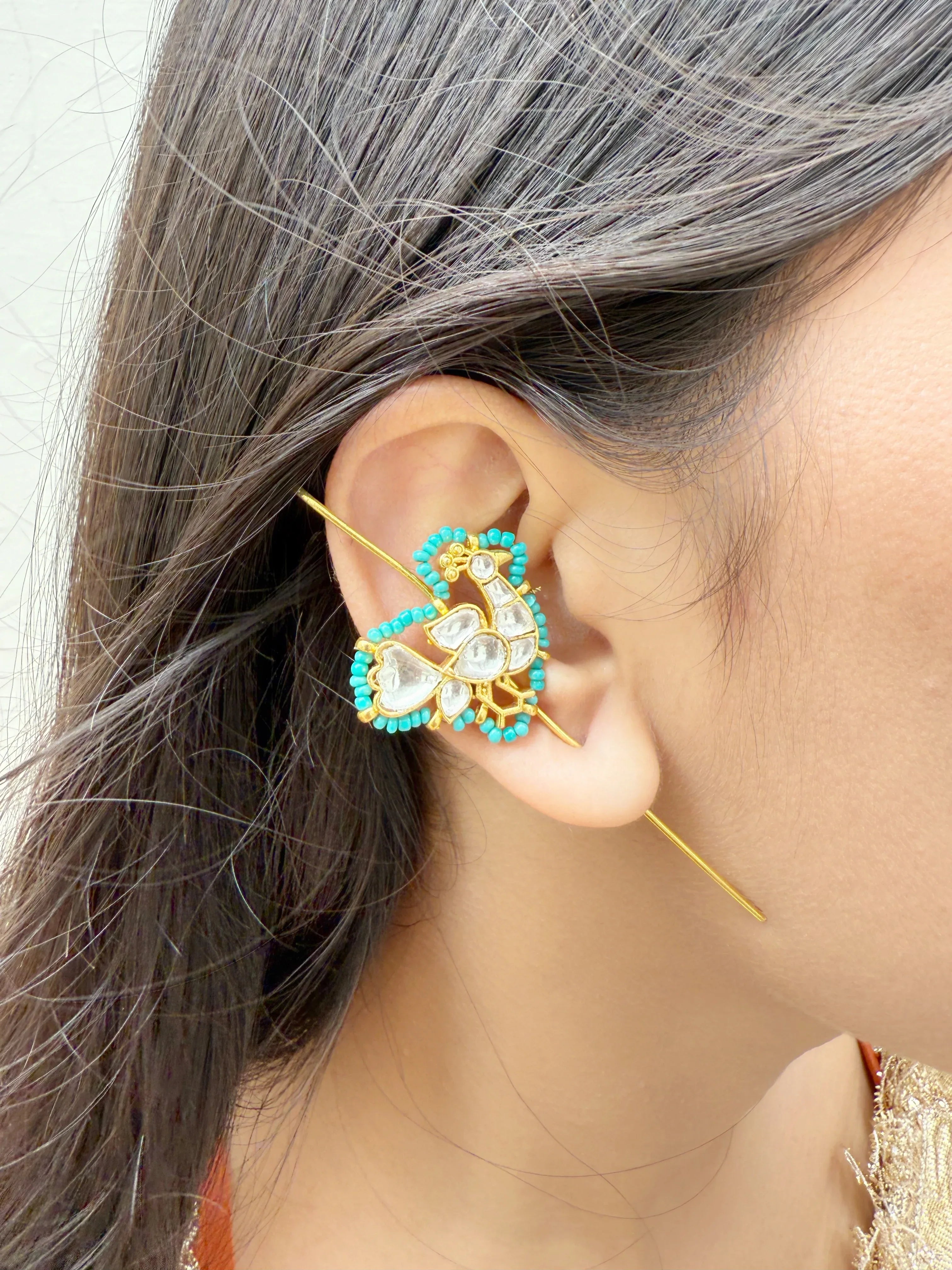 Peacock Kundan Sui (SET OF TWO) - Jhaanjhariya