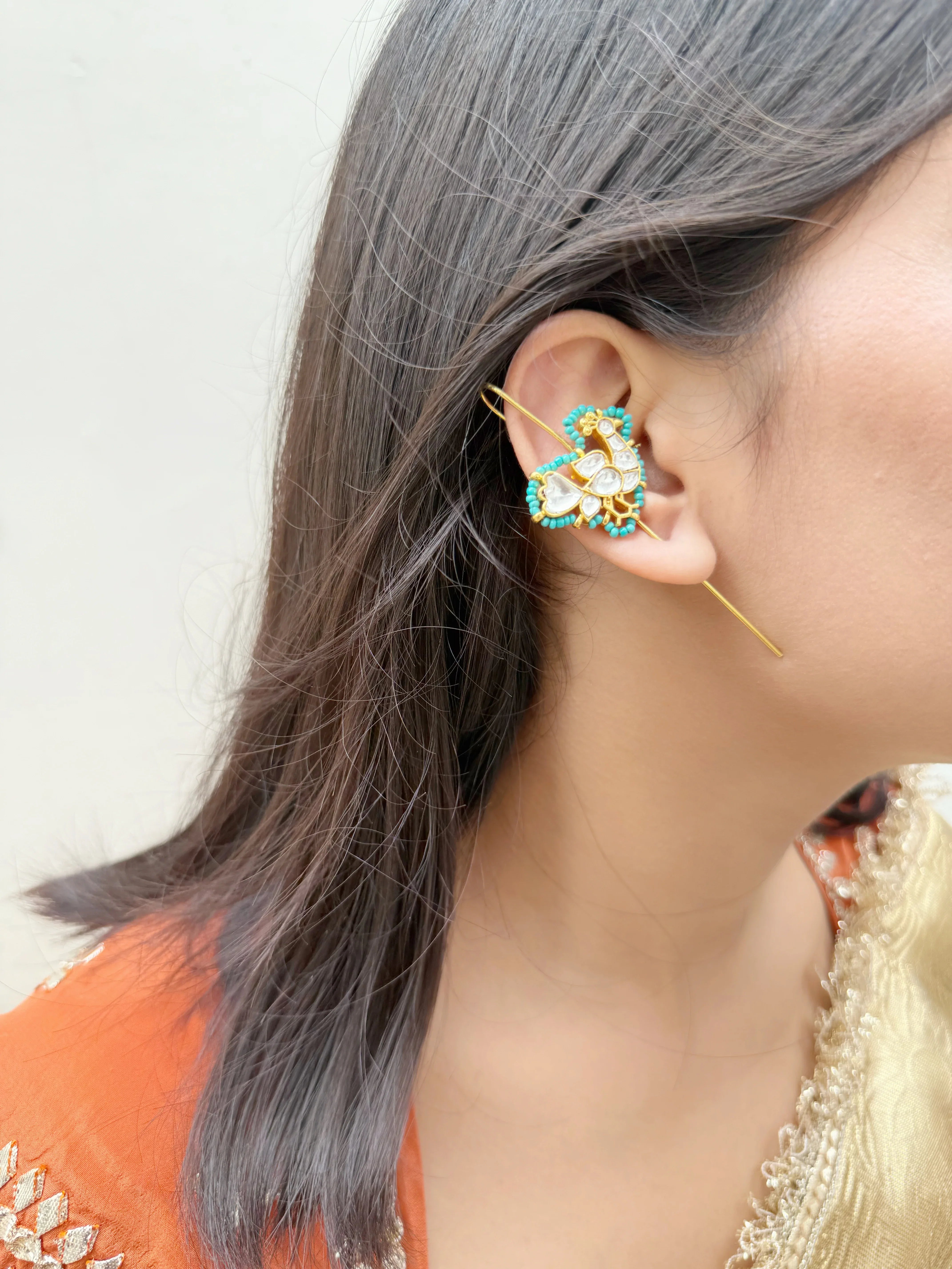 Peacock Kundan Sui (SET OF TWO) - Jhaanjhariya