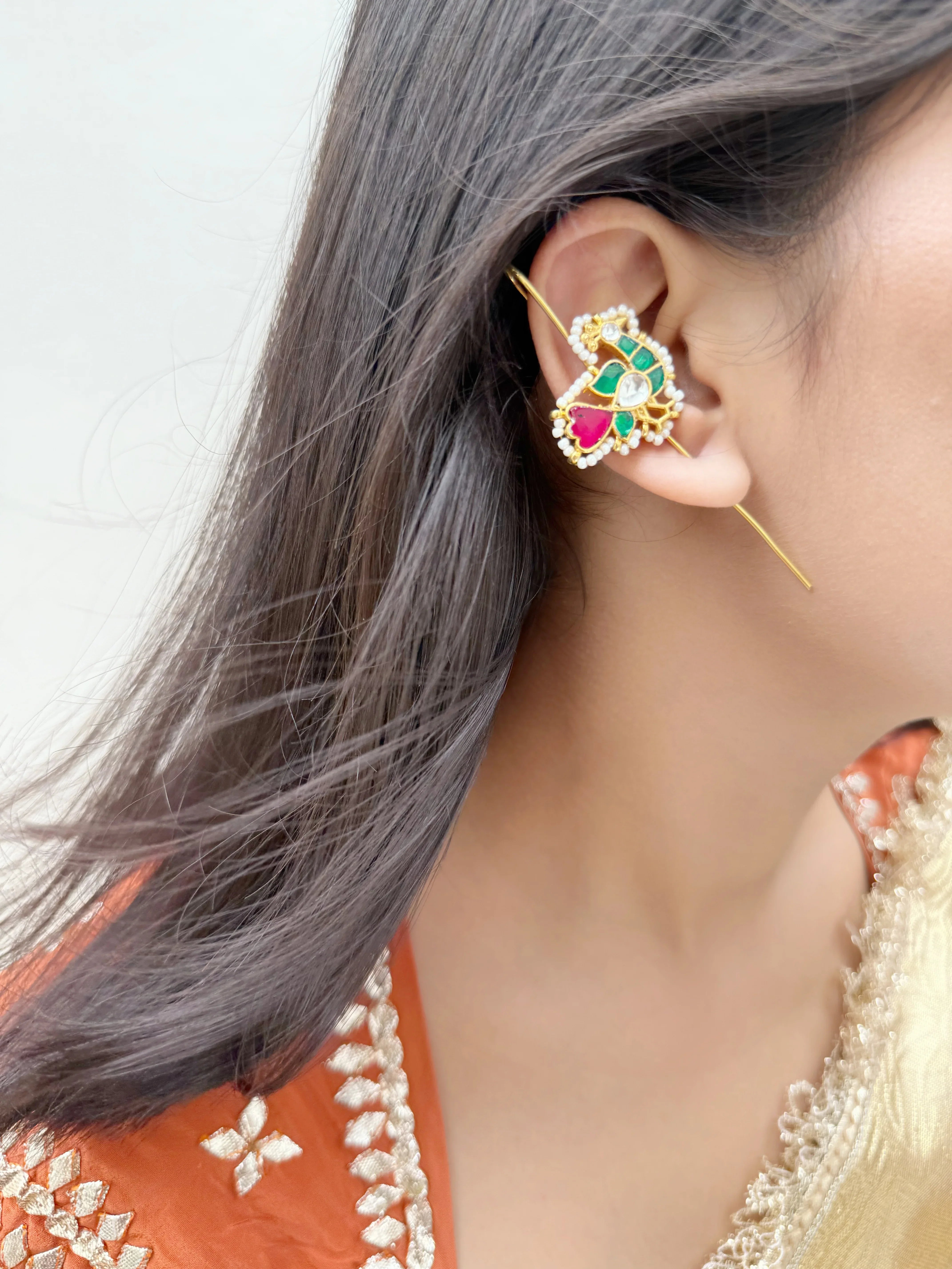 Peacock Kundan Sui (SET OF TWO) - Jhaanjhariya