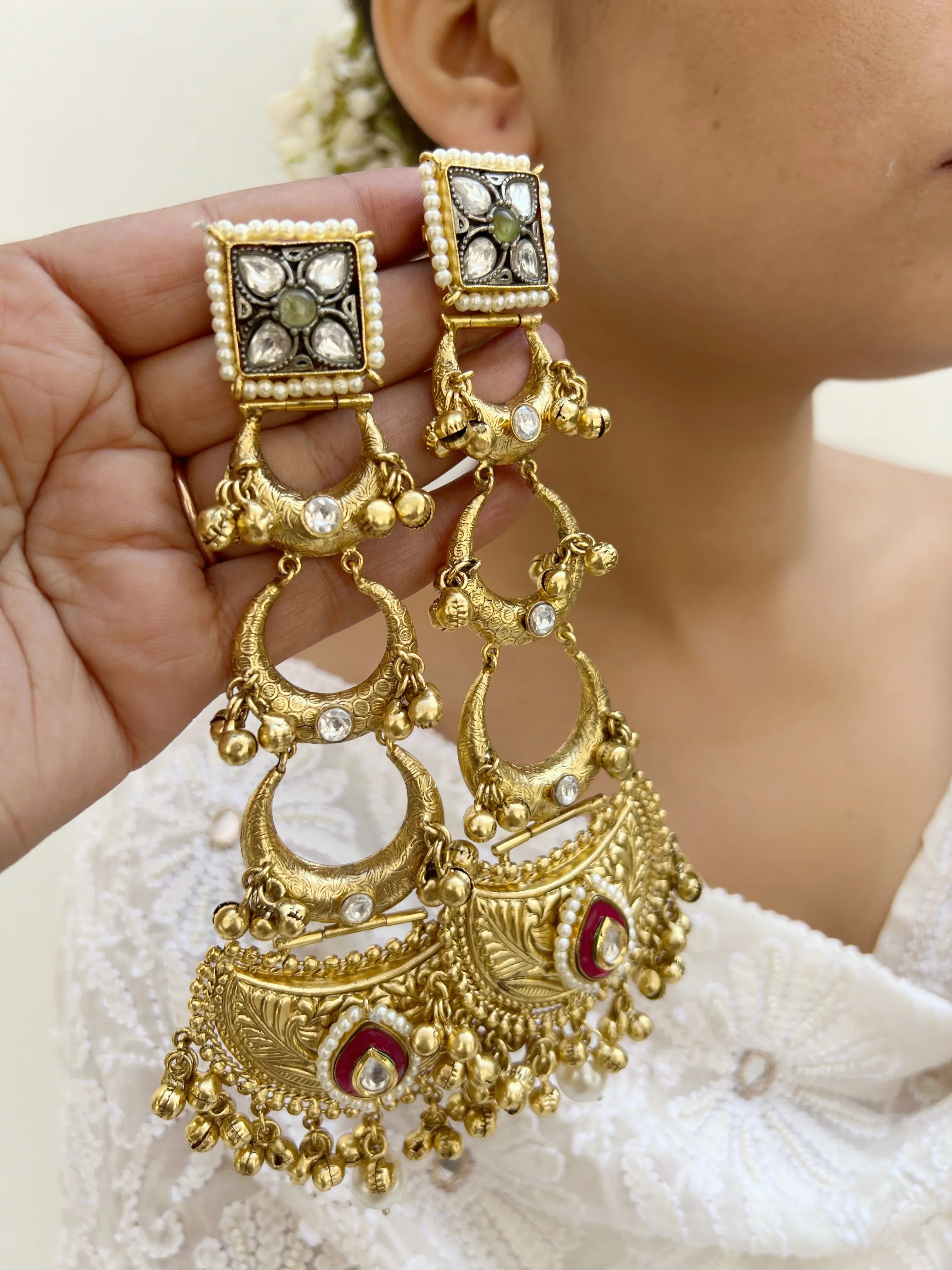 Chand Nakkashi Danglers - Jhaanjhariya