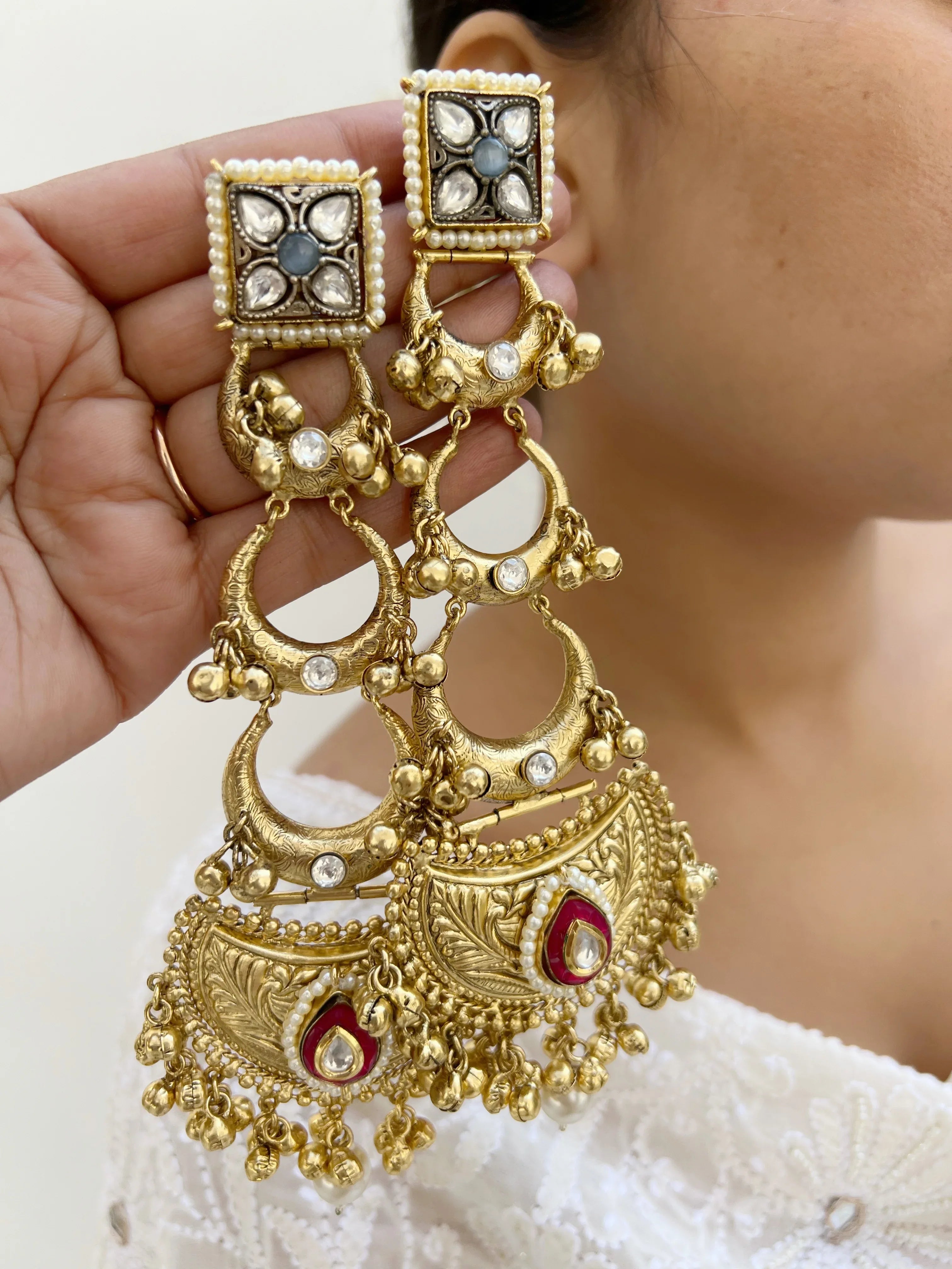 Chand Nakkashi Danglers - Jhaanjhariya