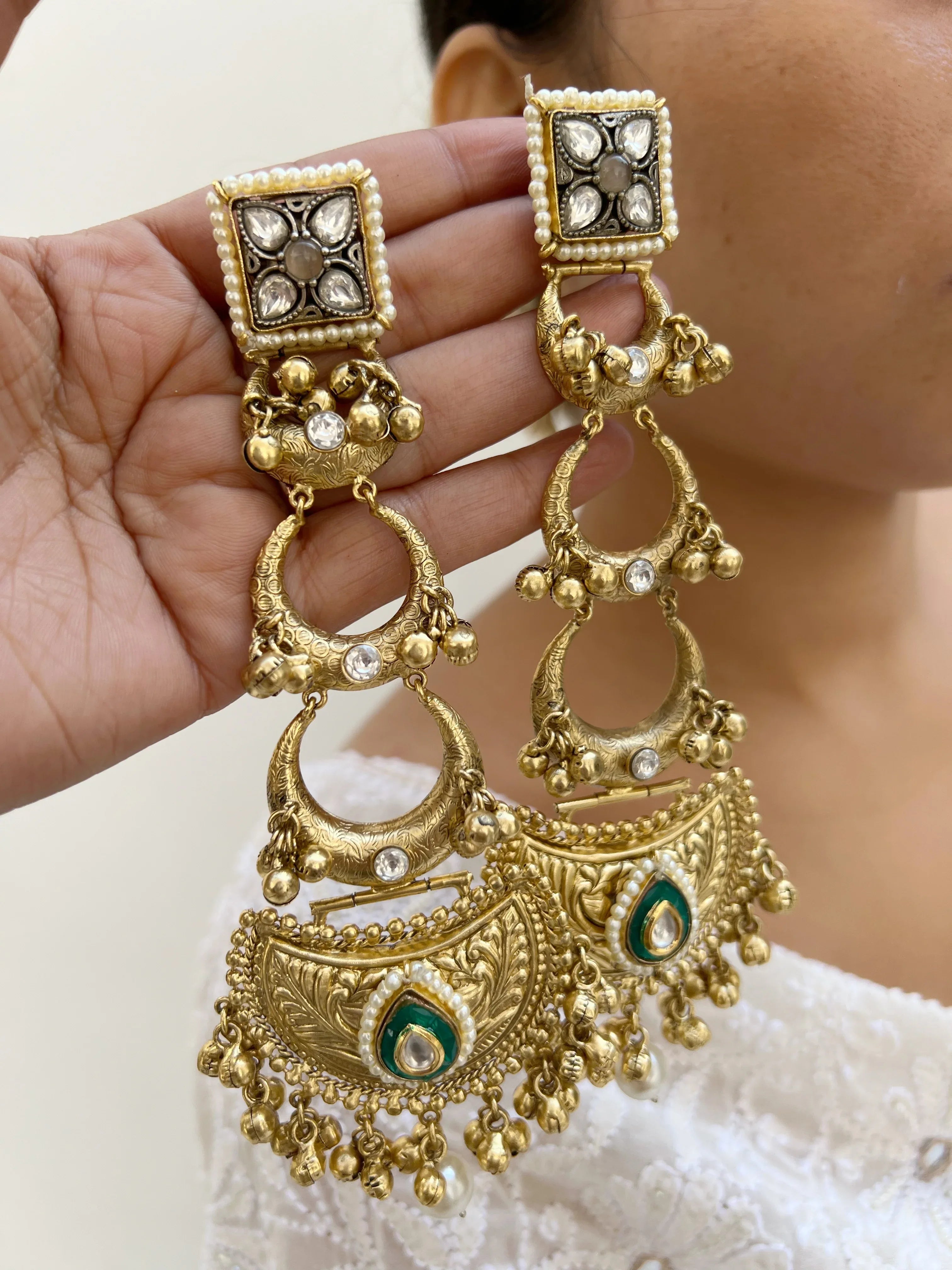 Chand Nakkashi Danglers - Jhaanjhariya