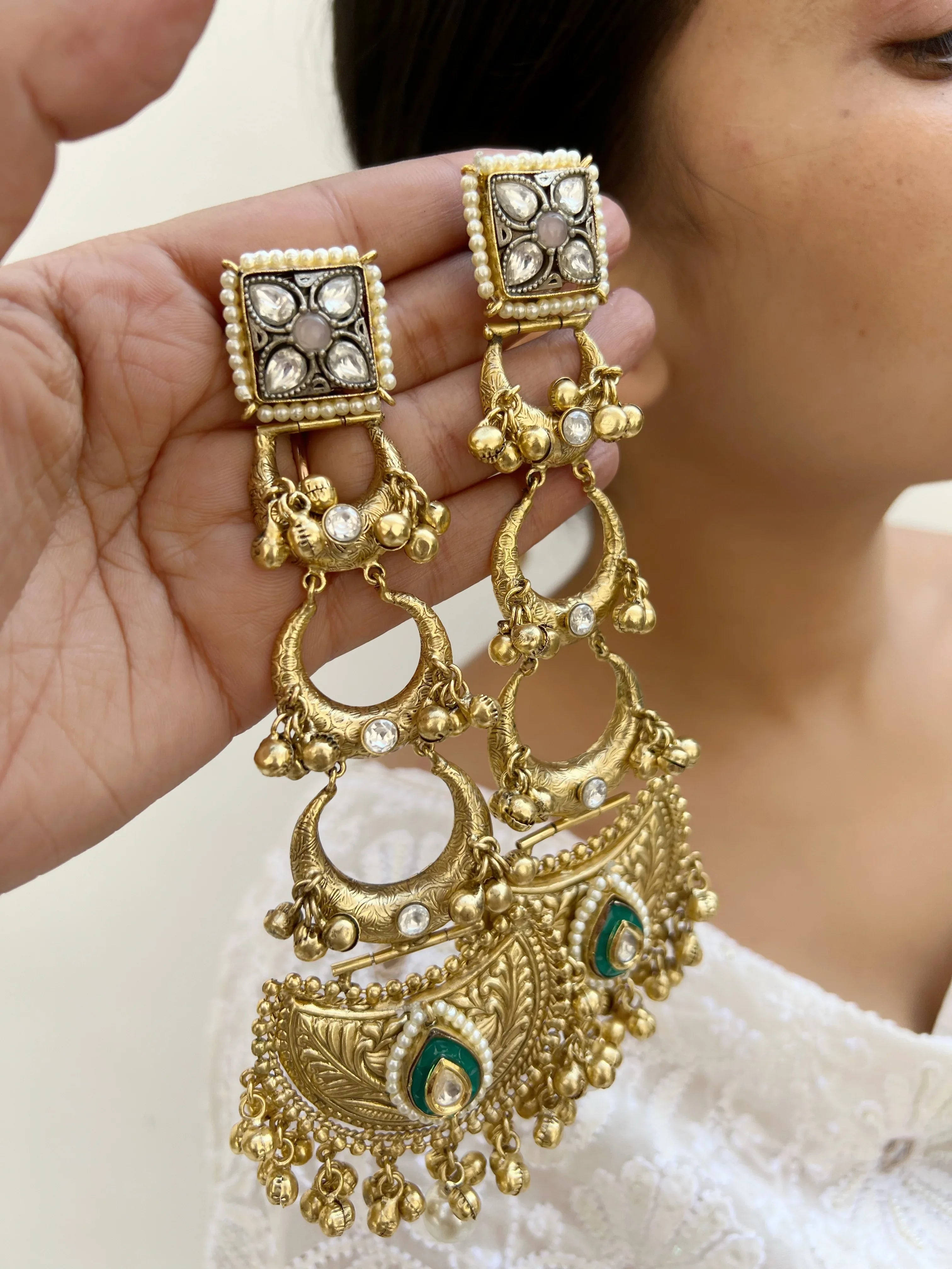 Chand Nakkashi Danglers - Jhaanjhariya