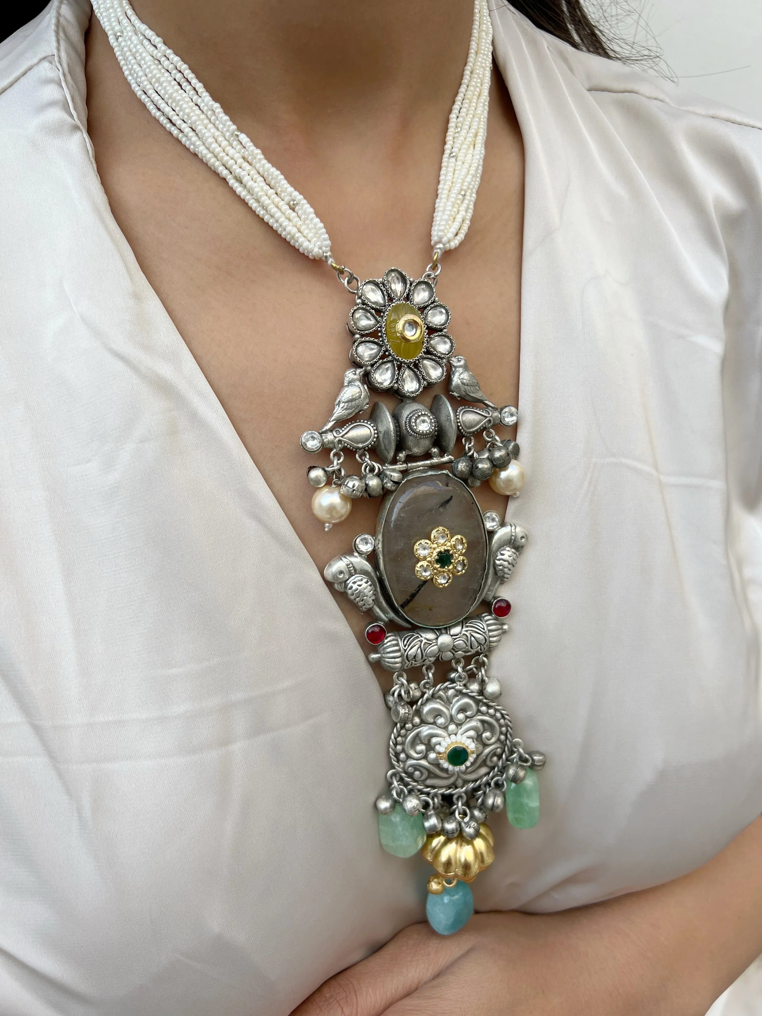 Mahnur Long Necklace - Jhaanjhariya