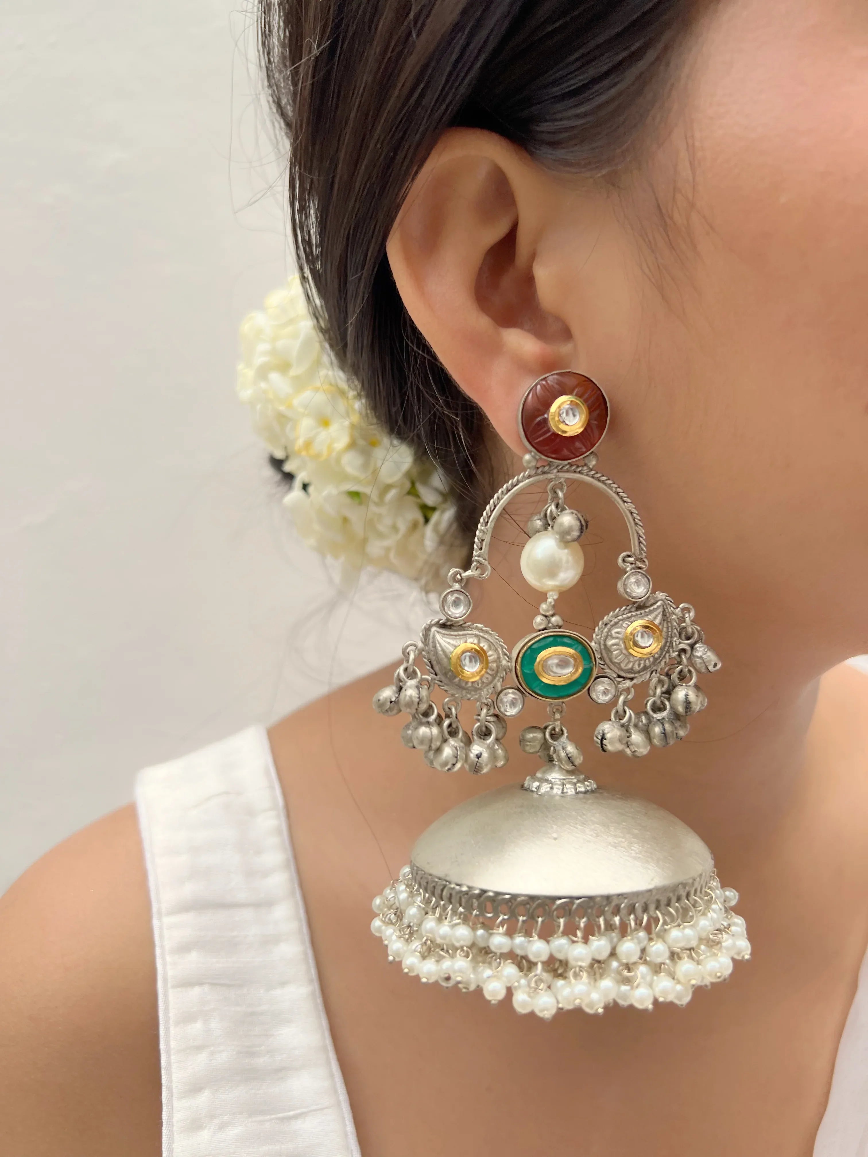 Aanya Silver Jhumka - Jhaanjhariya