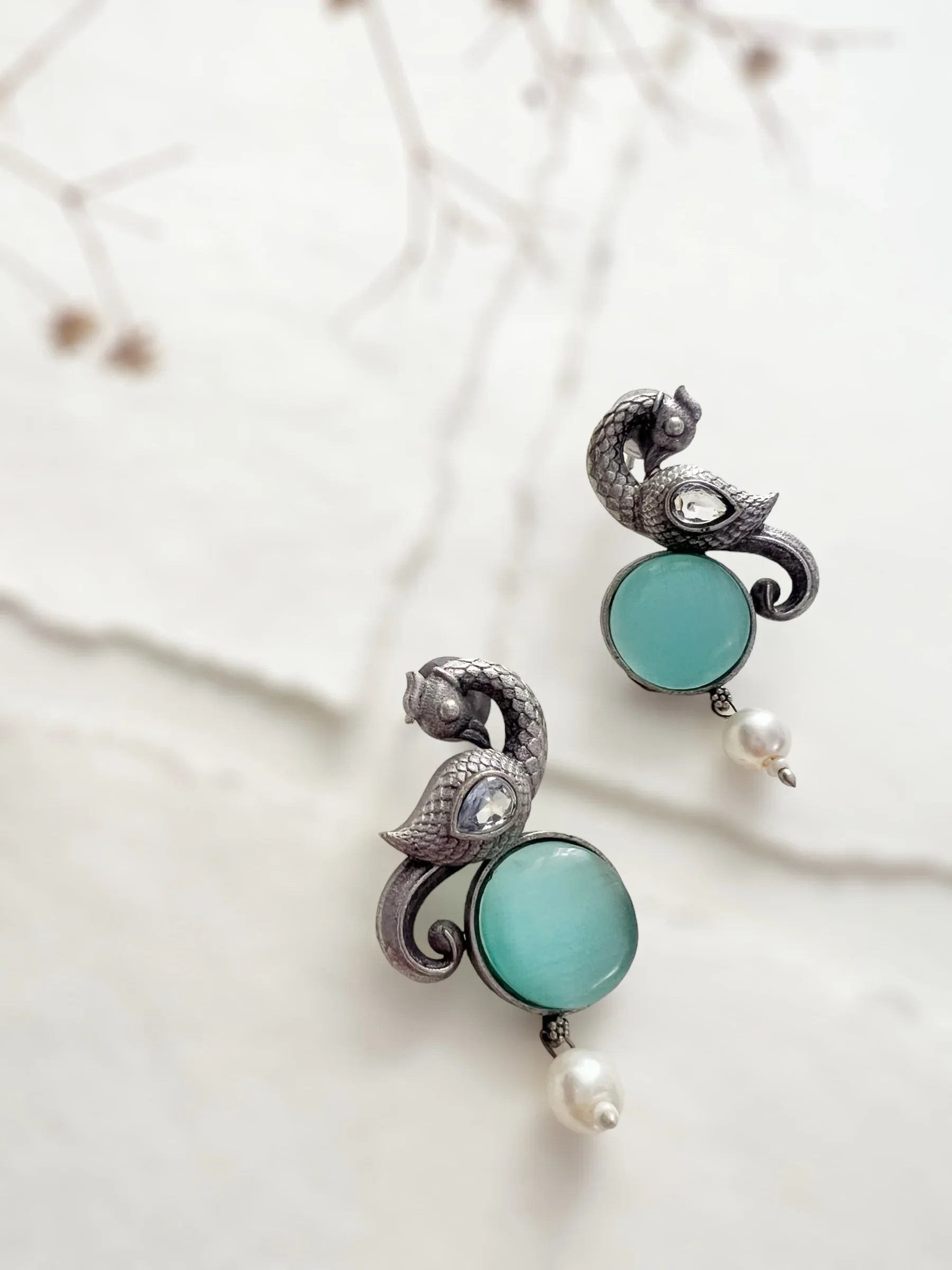 Mor Drop Studs - Jhaanjhariya