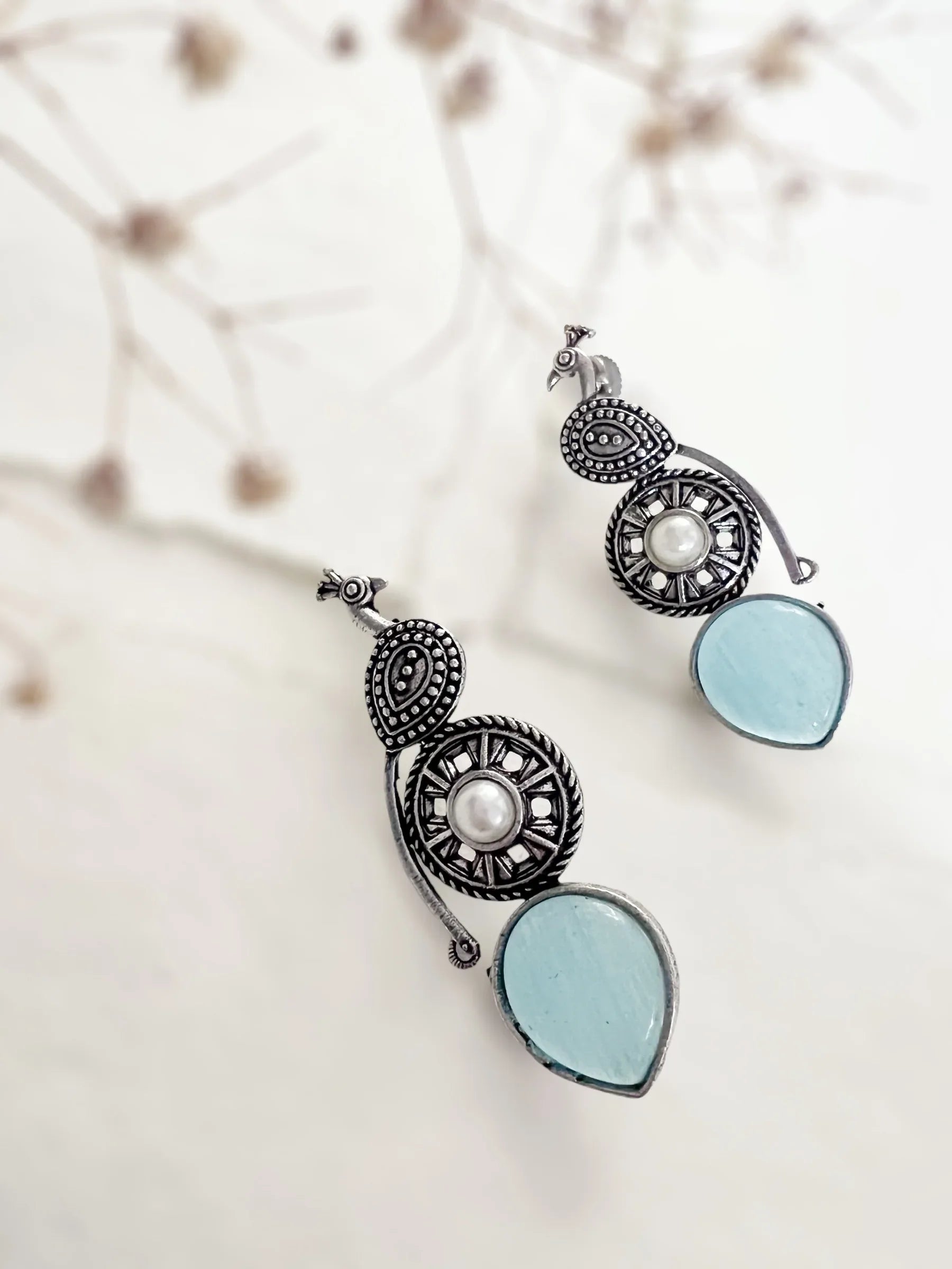 Peacock pearl Drop Earring - Jhaanjhariya