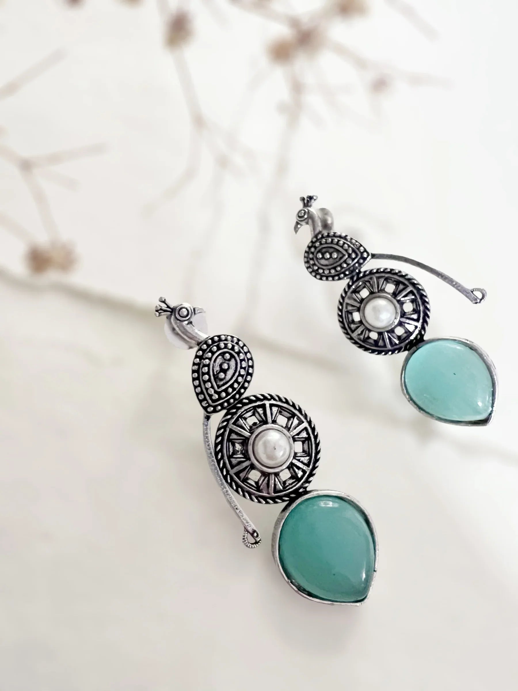 Peacock pearl Drop Earring - Jhaanjhariya