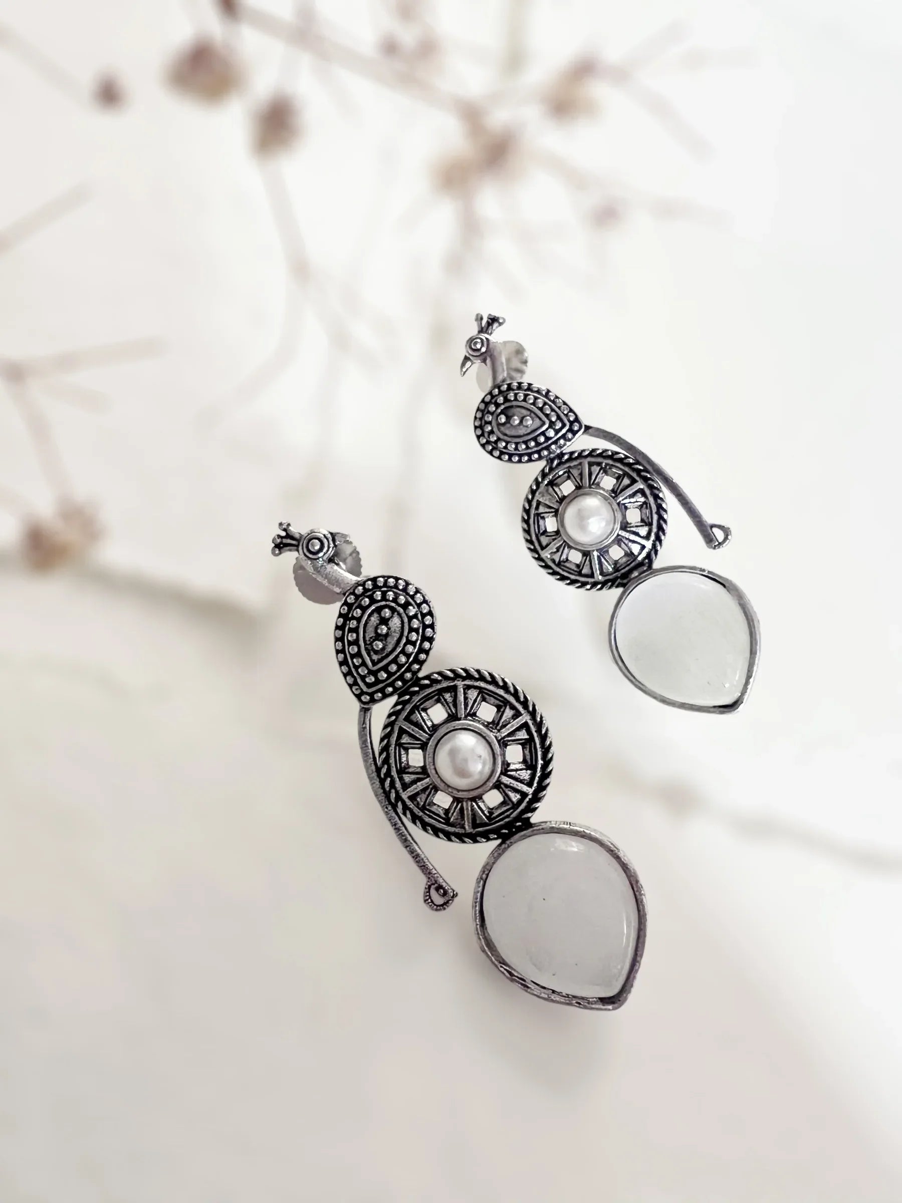 Peacock pearl Drop Earring - Jhaanjhariya