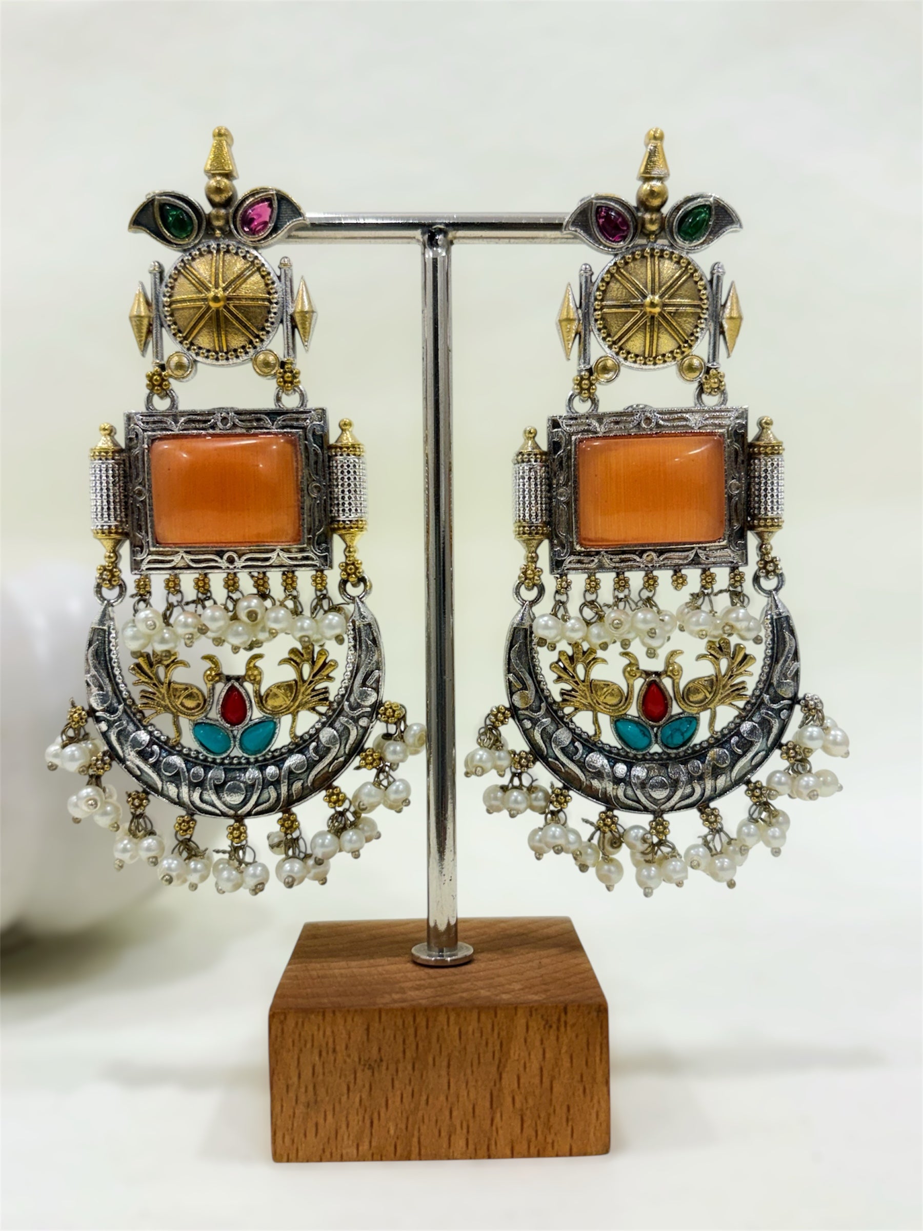 Amber Shahi Duel Tone Earrings