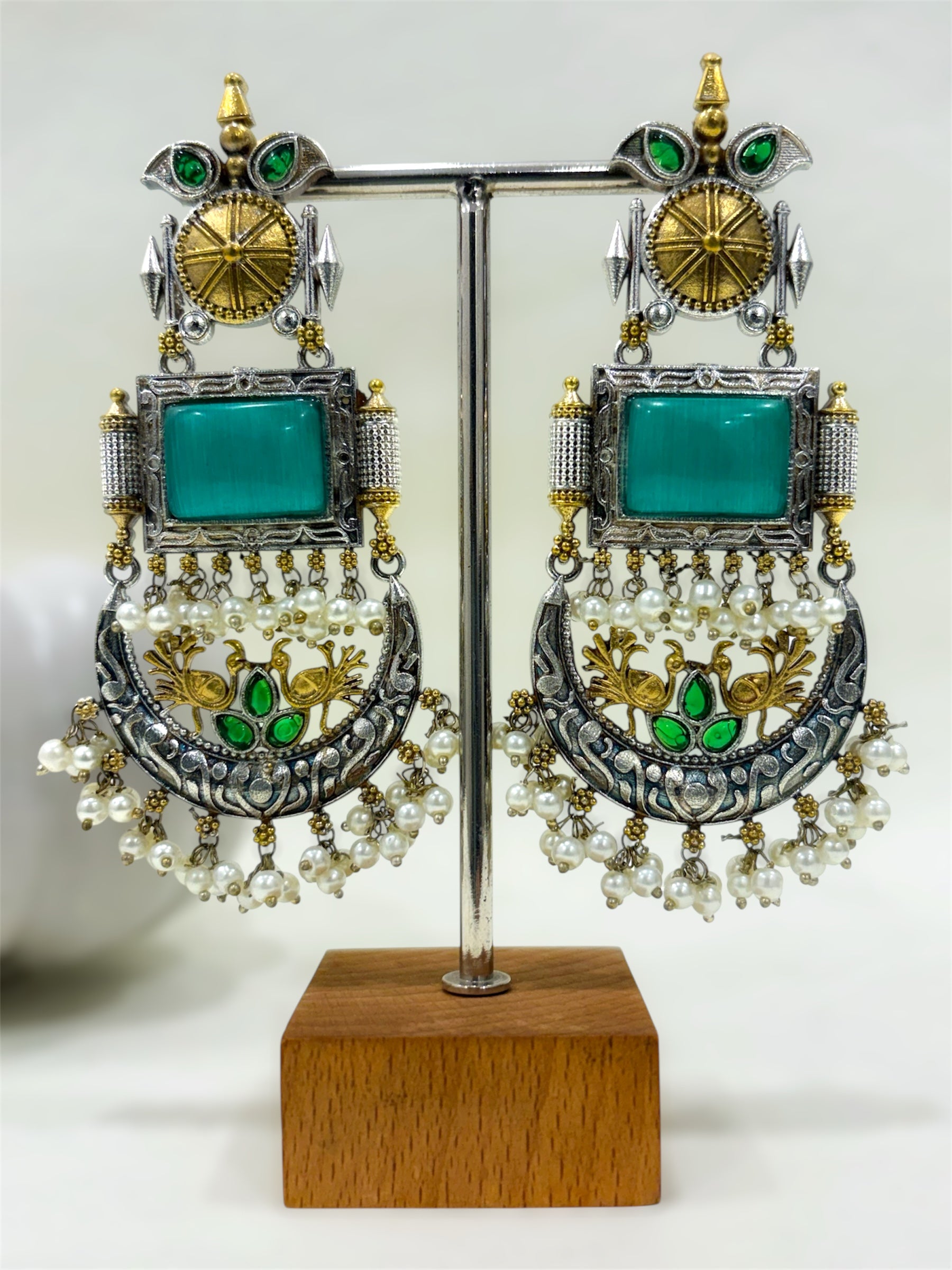 Amber Shahi Duel Tone Earrings