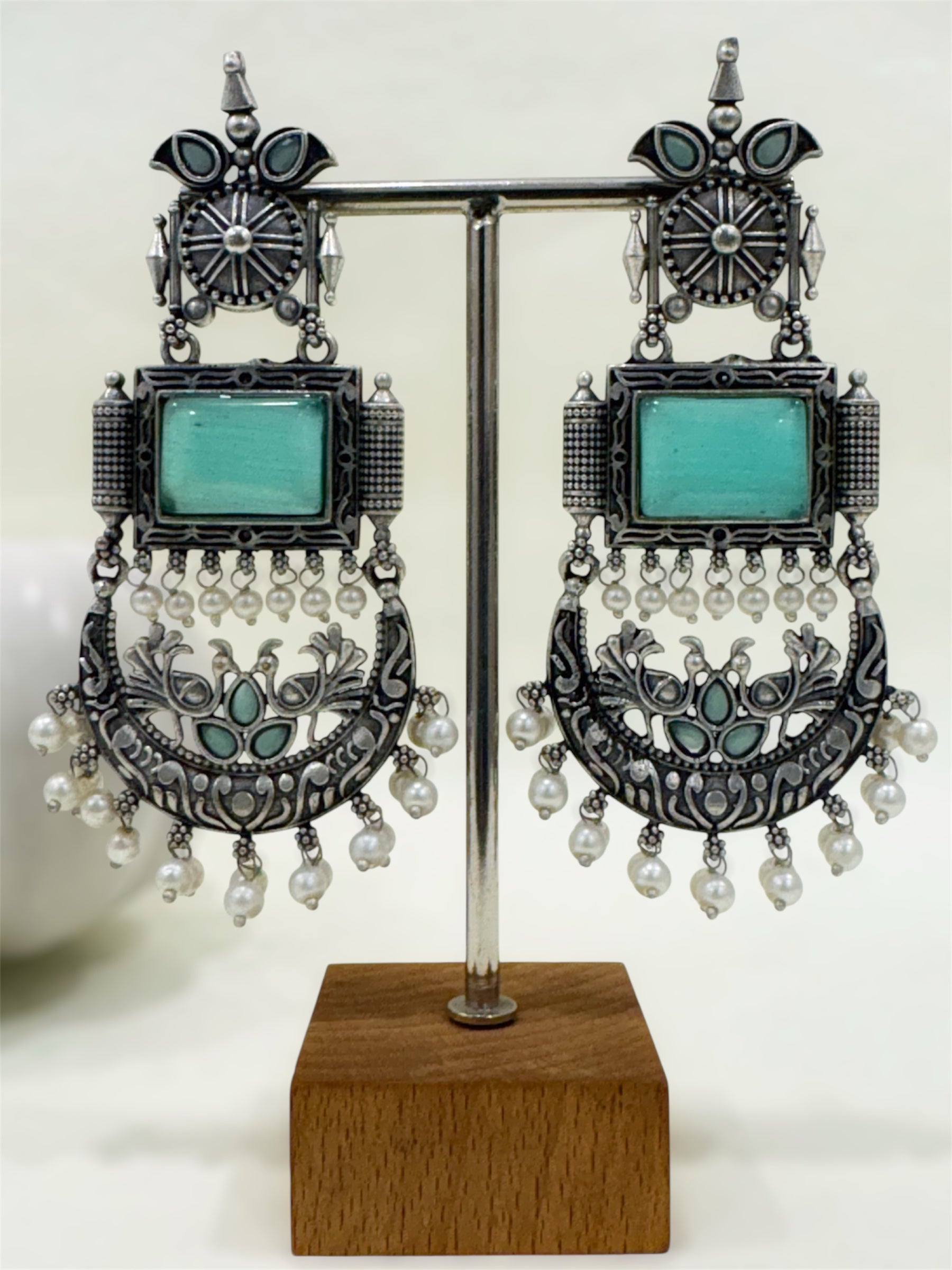 Amber Oxidized Earrings