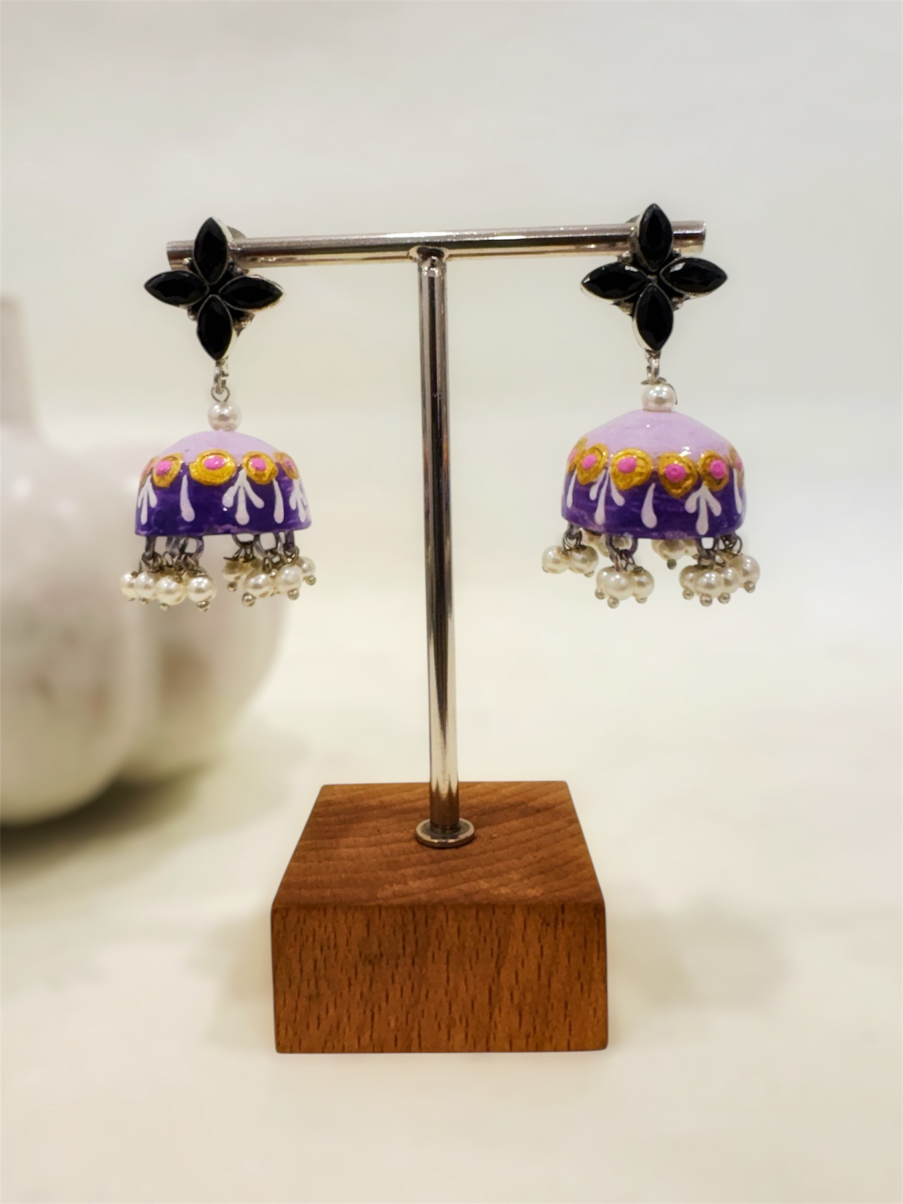 Meenakari Flower Jhumki
